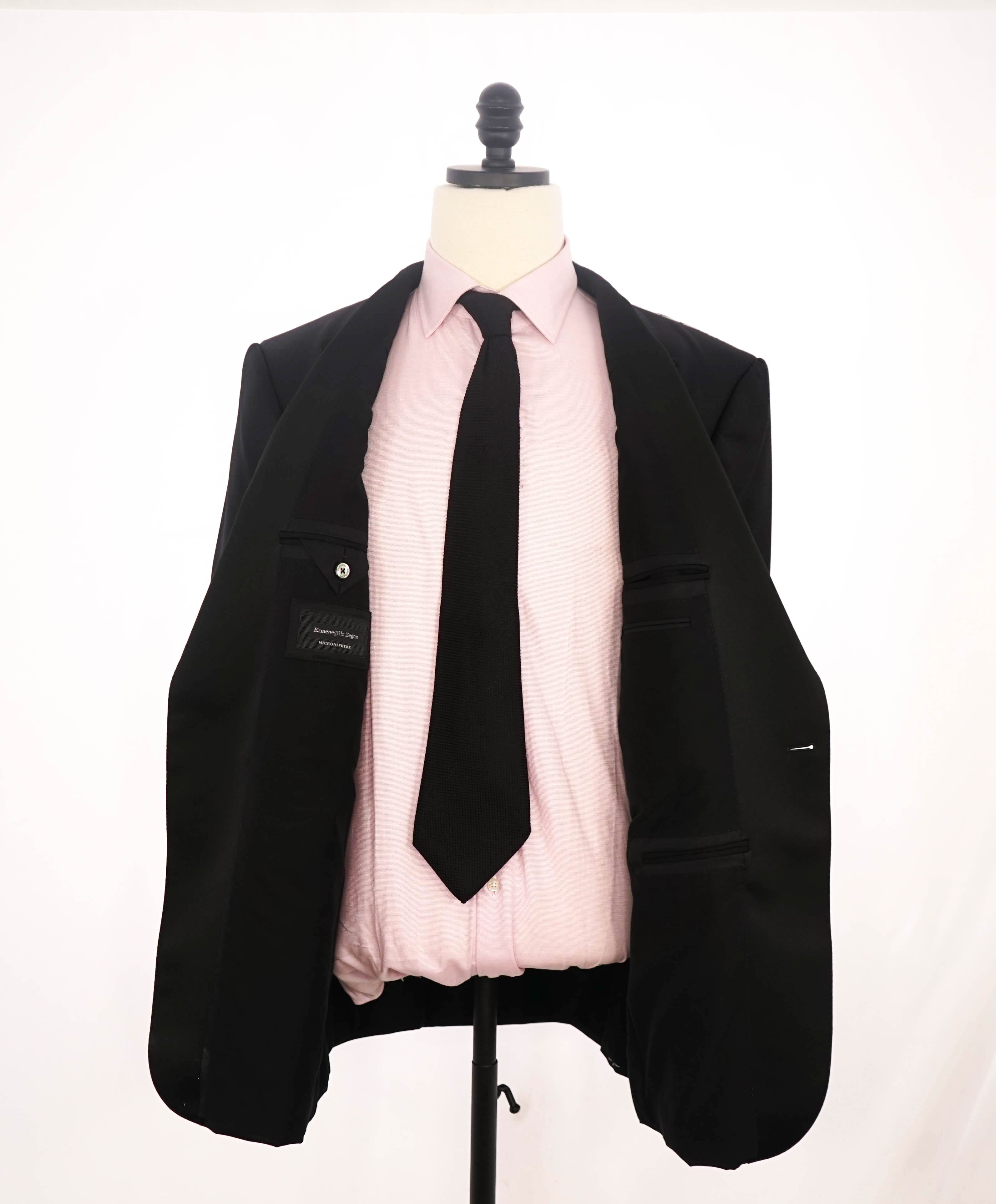 $3,995 ERMENEGILDO ZEGNA - PEAK LAPEL Black Wool Tuxedo- 46R