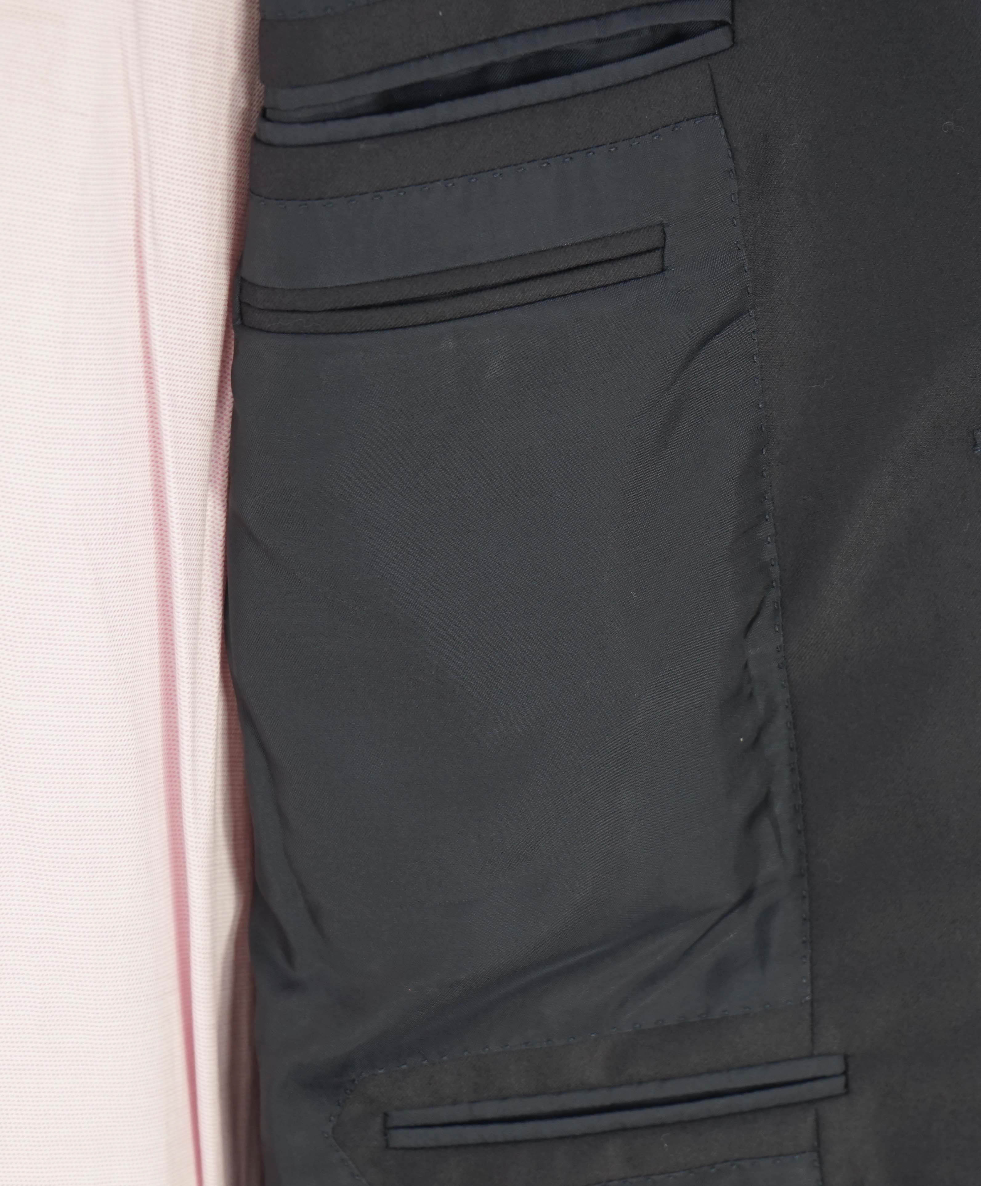 $3,250 ERMENEGILDO ZEGNA -"TROFEO" Navy Blue Solid Blazer - 38S