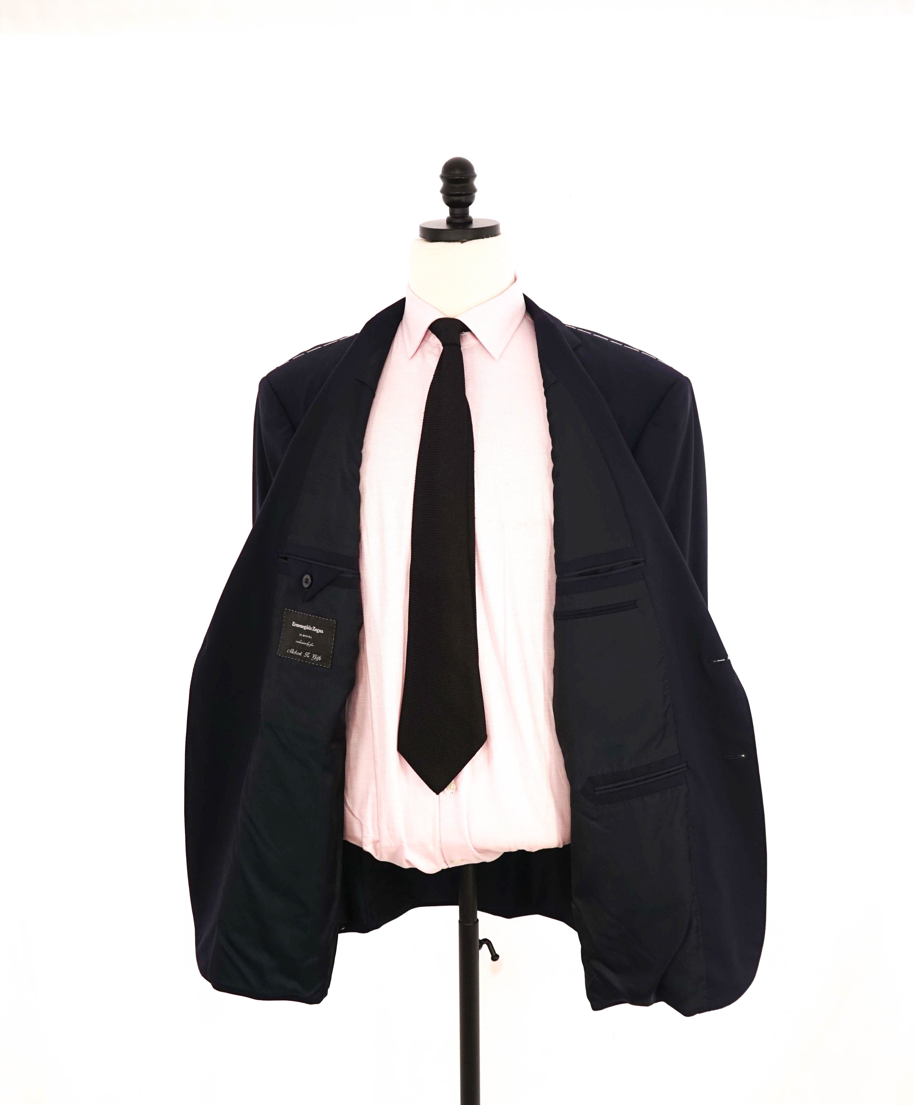 $3,495 ERMENEGILDO ZEGNA - Solid NAVY SU MISURA Wool Blazer - 50R US