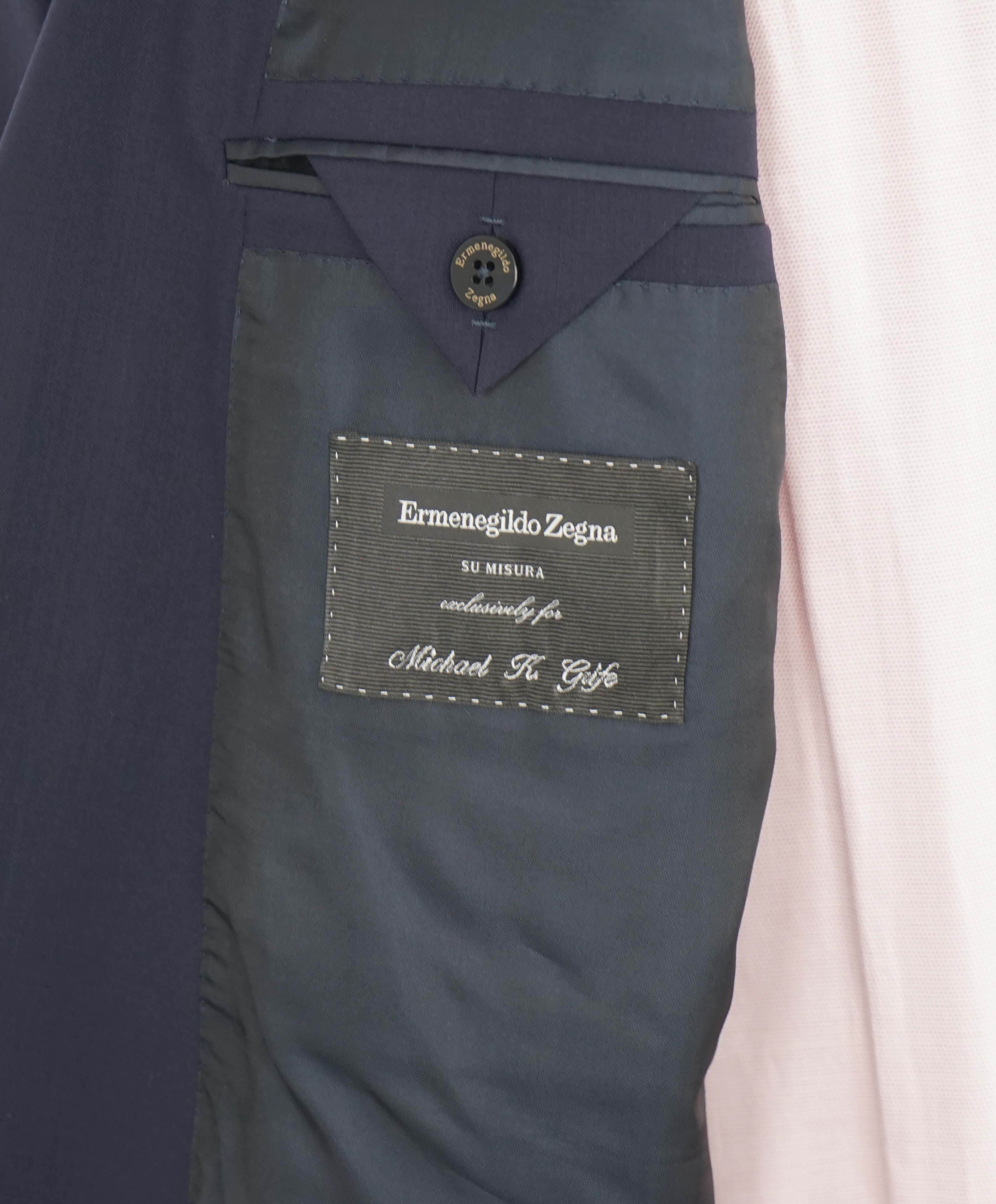 $3,495 ERMENEGILDO ZEGNA - Solid NAVY SU MISURA Wool Blazer - 50R US