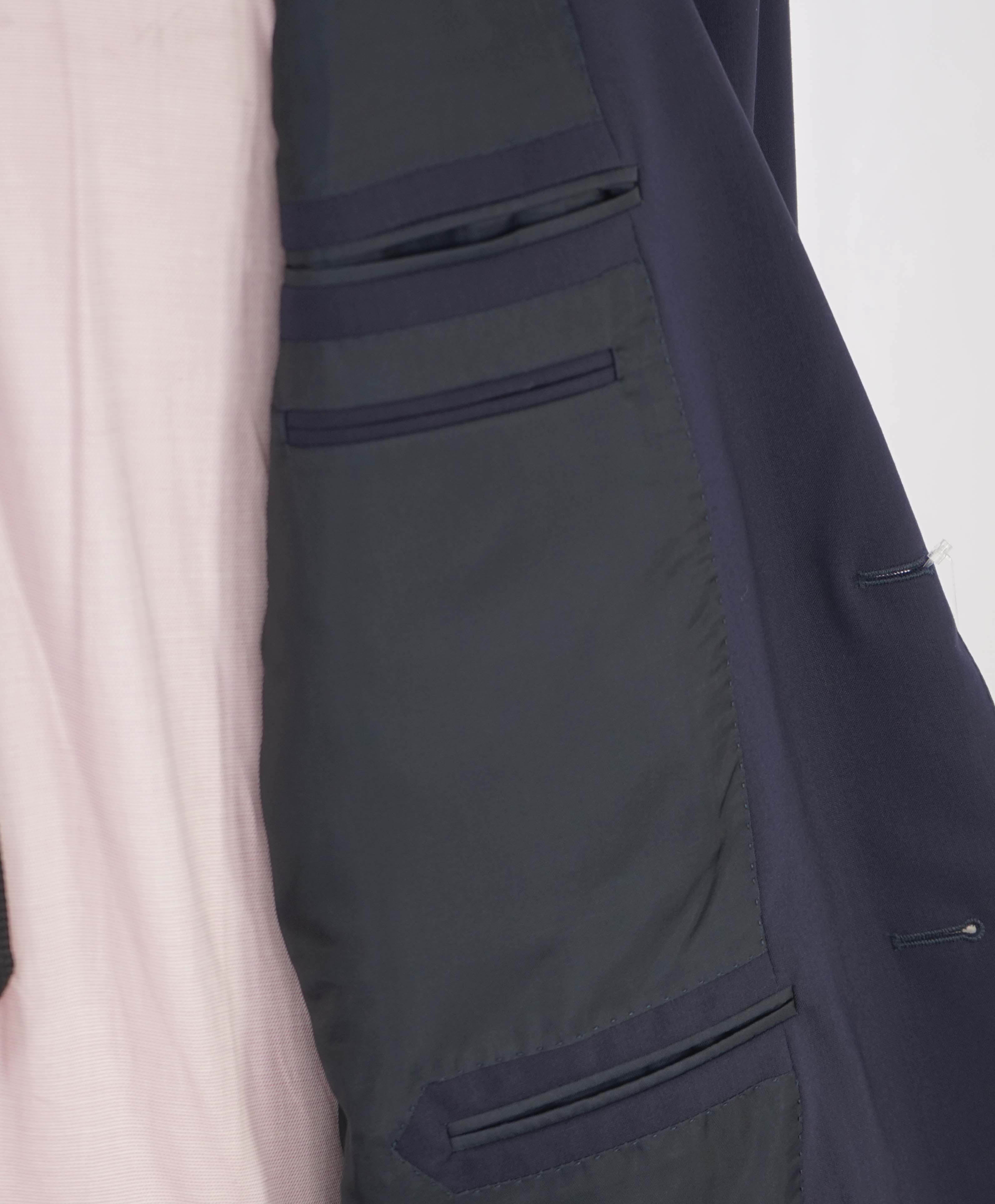 $3,495 ERMENEGILDO ZEGNA - Solid NAVY SU MISURA Wool Blazer - 50R US