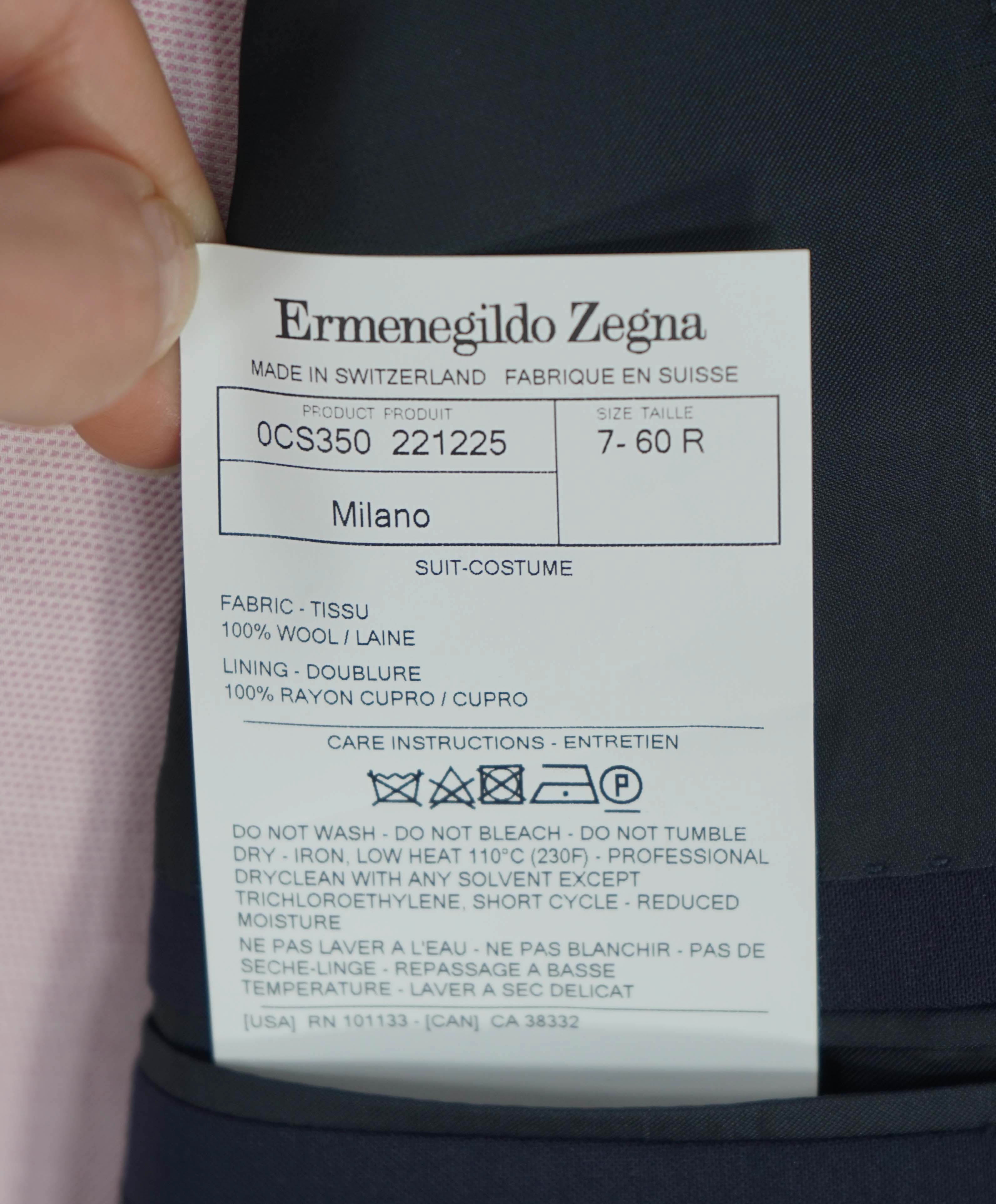 $3,495 ERMENEGILDO ZEGNA - Solid NAVY SU MISURA Wool Blazer - 50R US