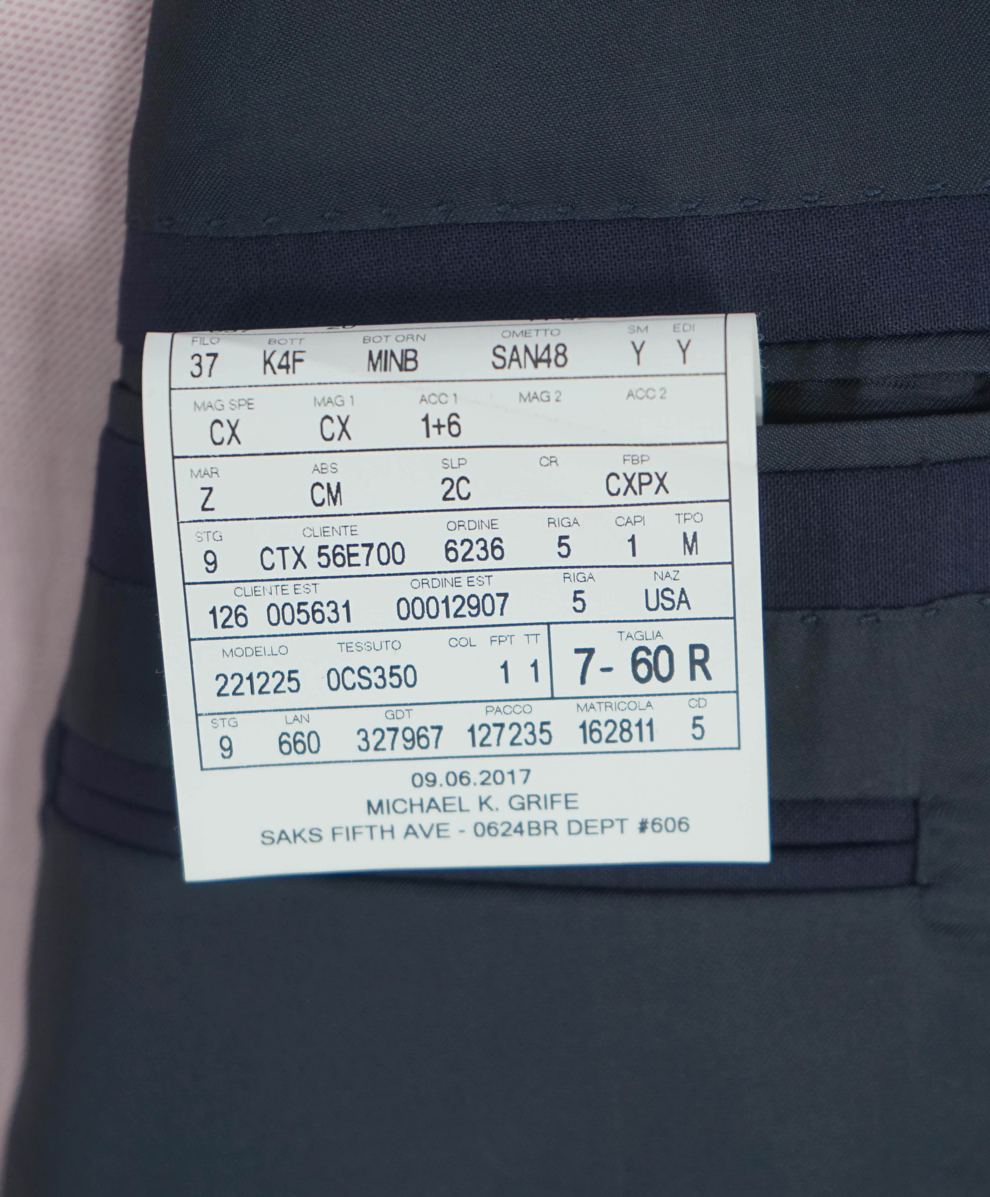 $3,495 ERMENEGILDO ZEGNA - Solid NAVY SU MISURA Wool Blazer - 50R US