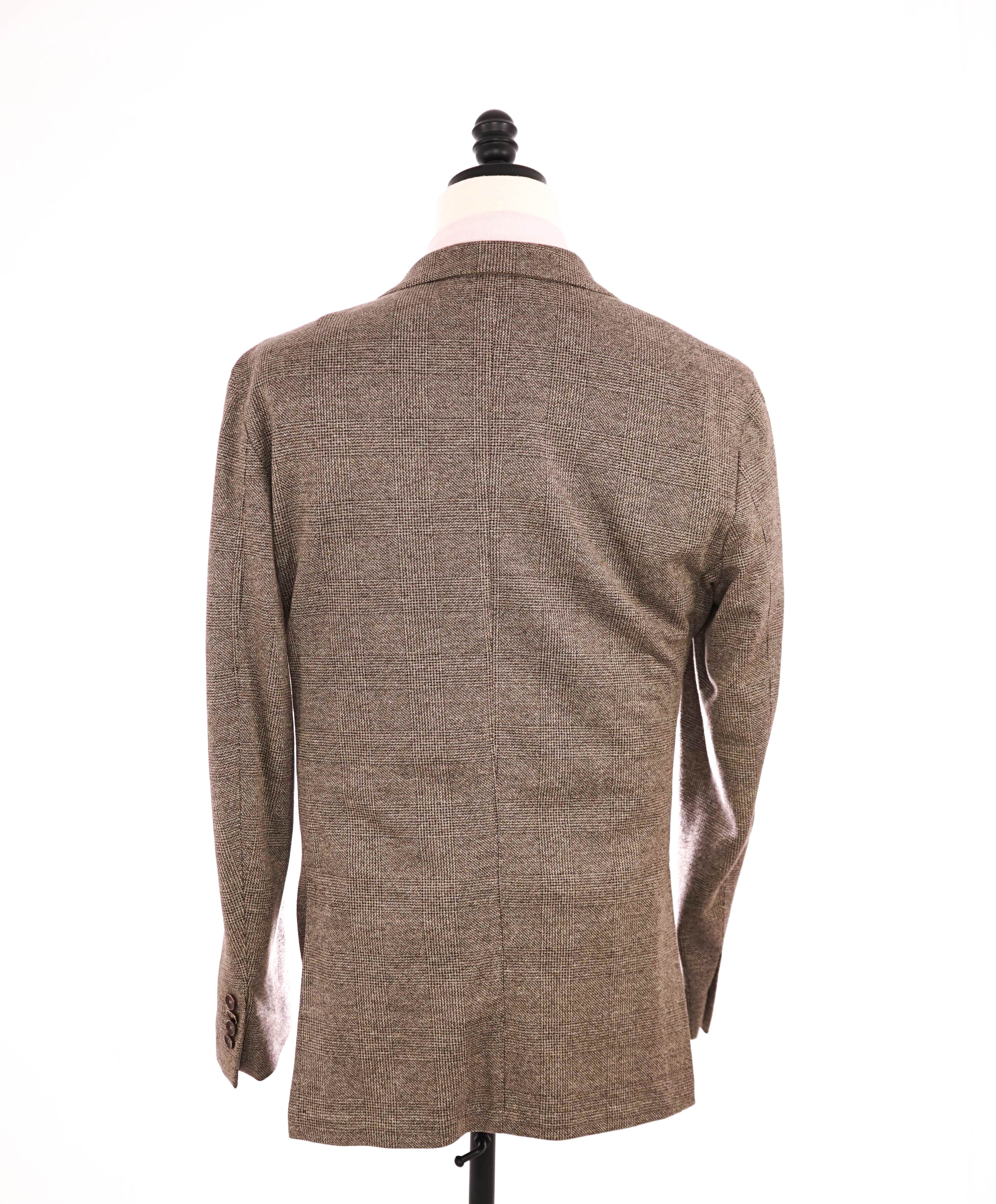 $795 SAKS FIFTH AVENUE - Wool/Cotton Neutral Prince of Wales Check Blazer- 44R US