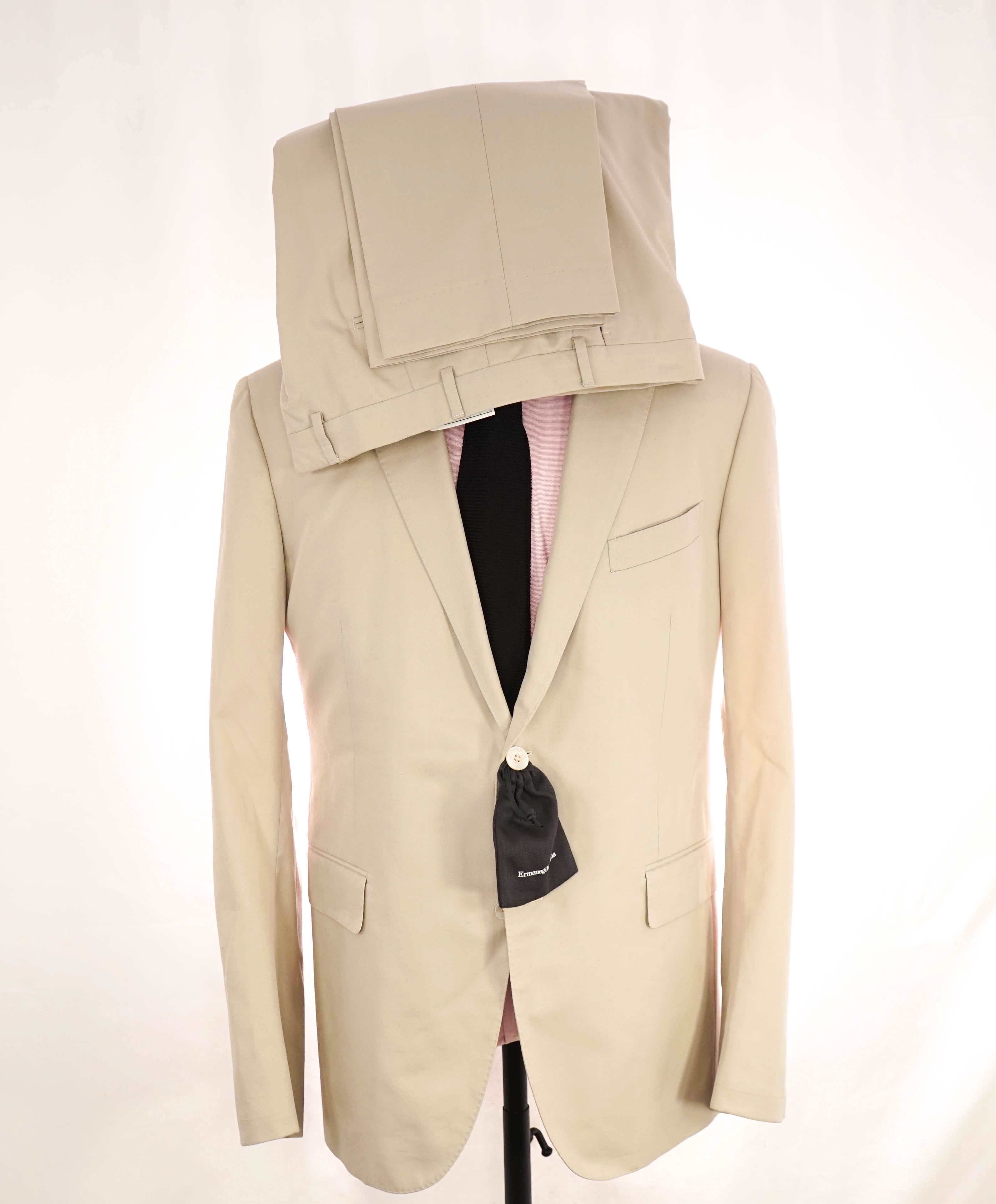 $3,000 ERMENEGILDO ZEGNA - Made In Italy Off White Cotton Light Summer Suit - 44R