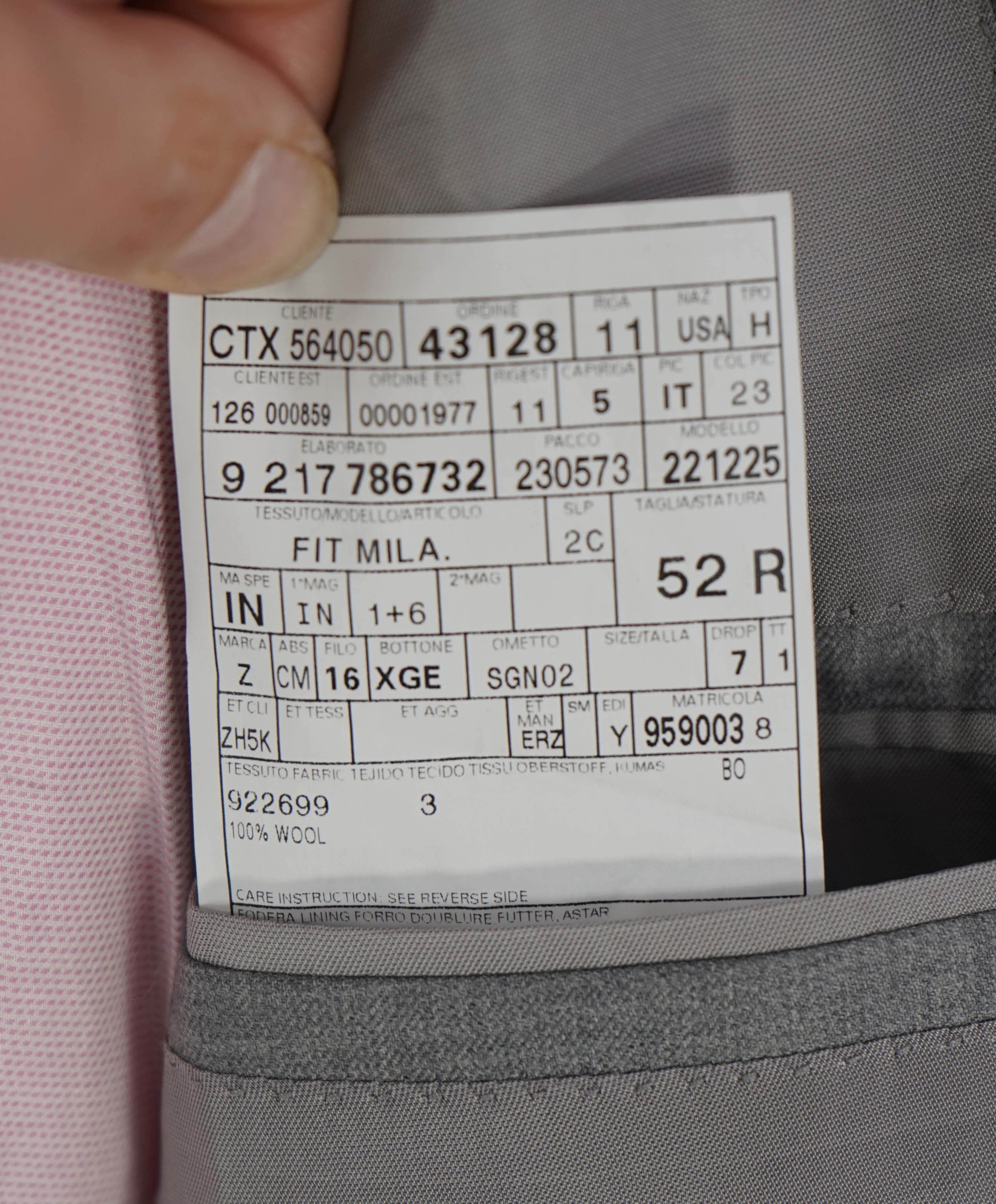$3,495 ERMENEGILDO ZEGNA -"TROFEO" Light Gray Solid Blazer - 42R
