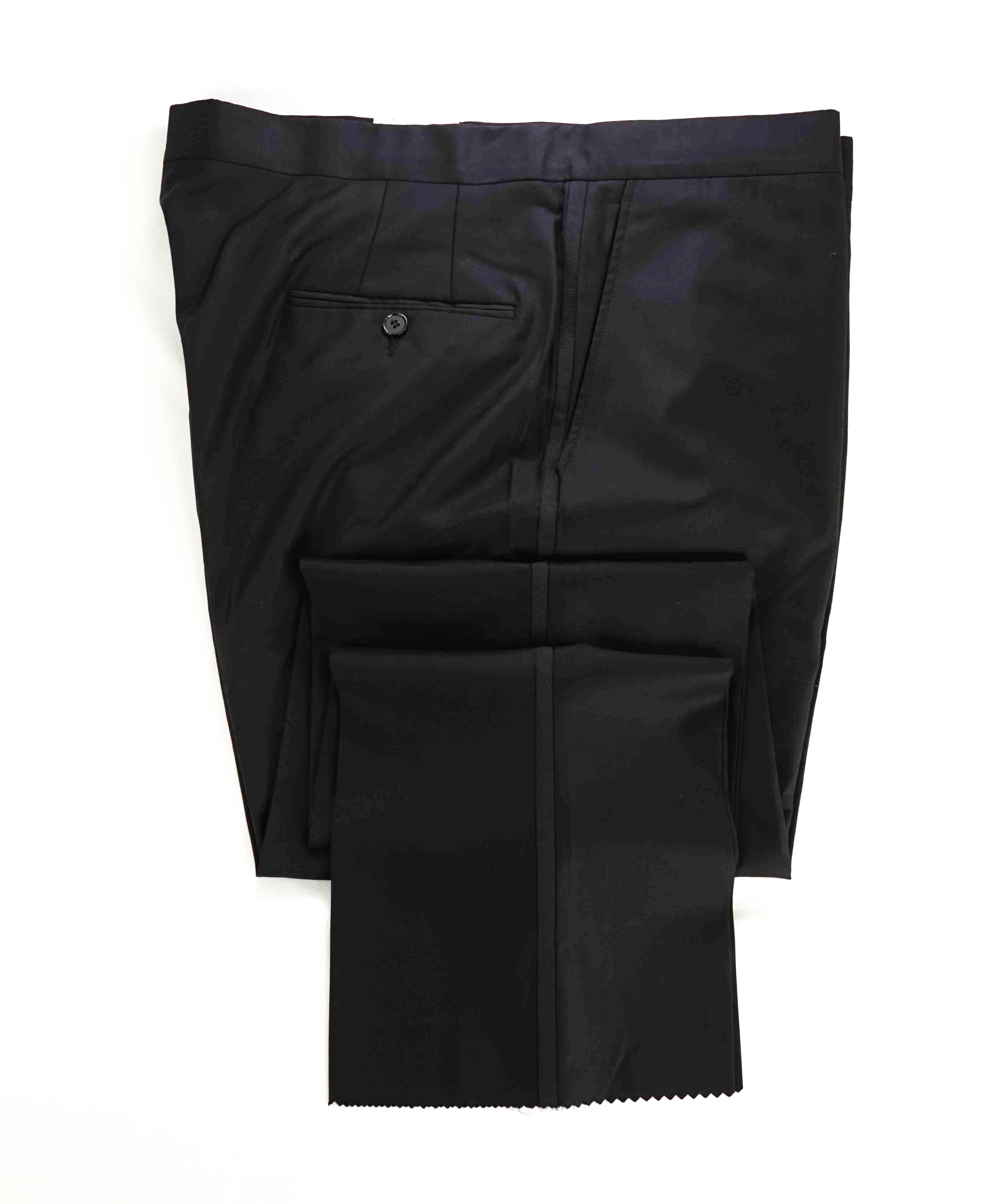 $425 HICKEY FREEMAN - *TUXEDO STRIPE* Wool Flat Front Dress Pants - 38W