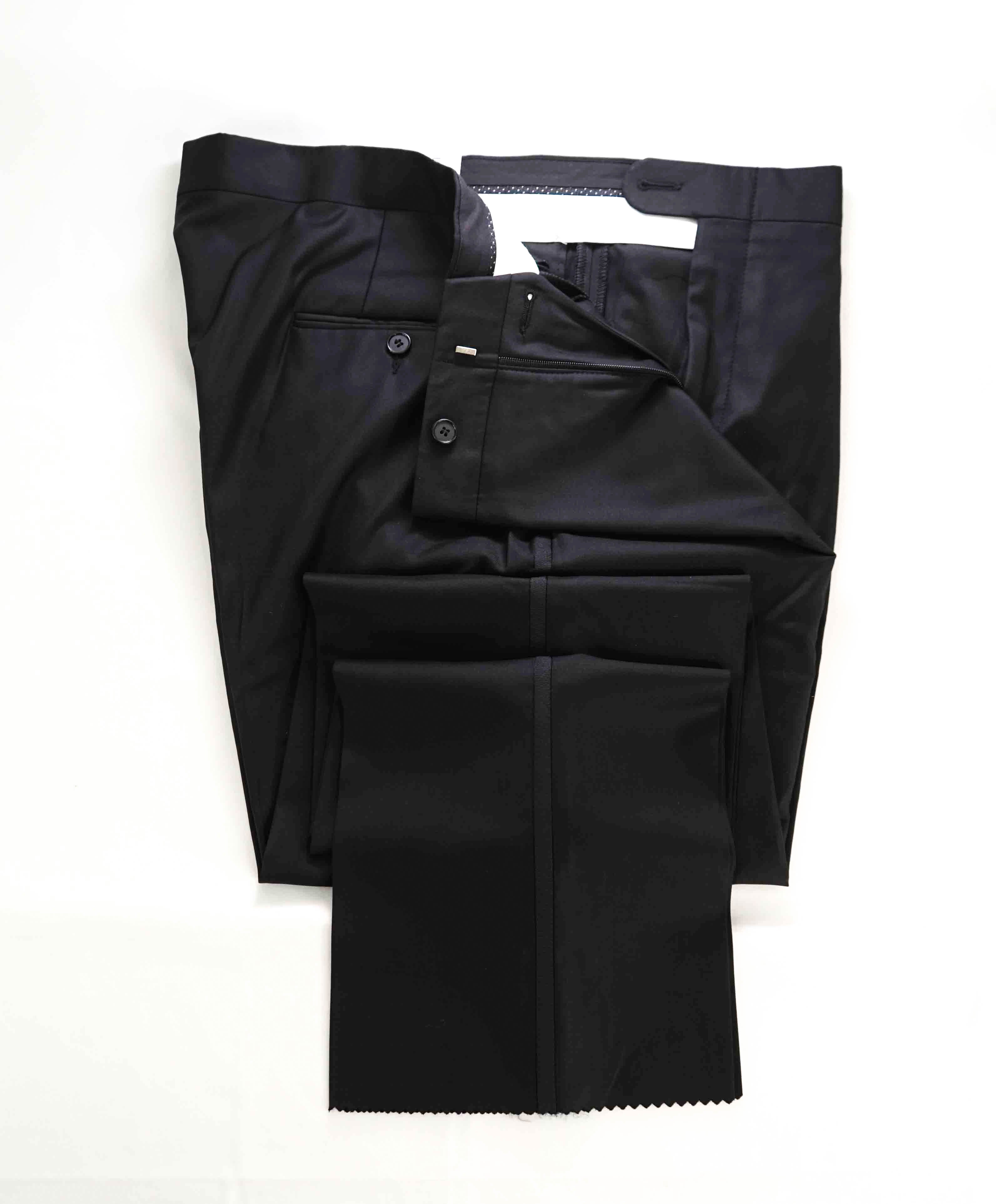 $425 HICKEY FREEMAN - *TUXEDO STRIPE* Wool Flat Front Dress Pants - 38W
