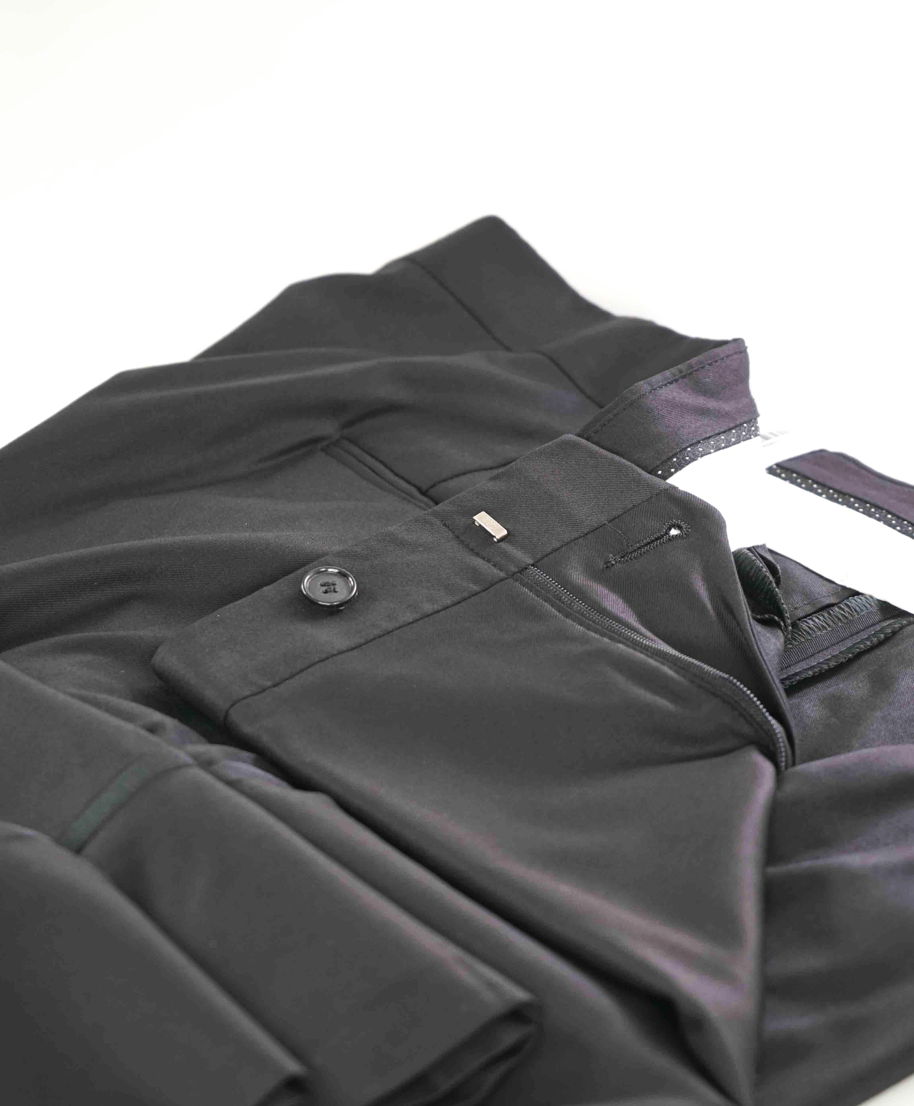 $425 HICKEY FREEMAN - *TUXEDO STRIPE* Wool Flat Front Dress Pants - 38W