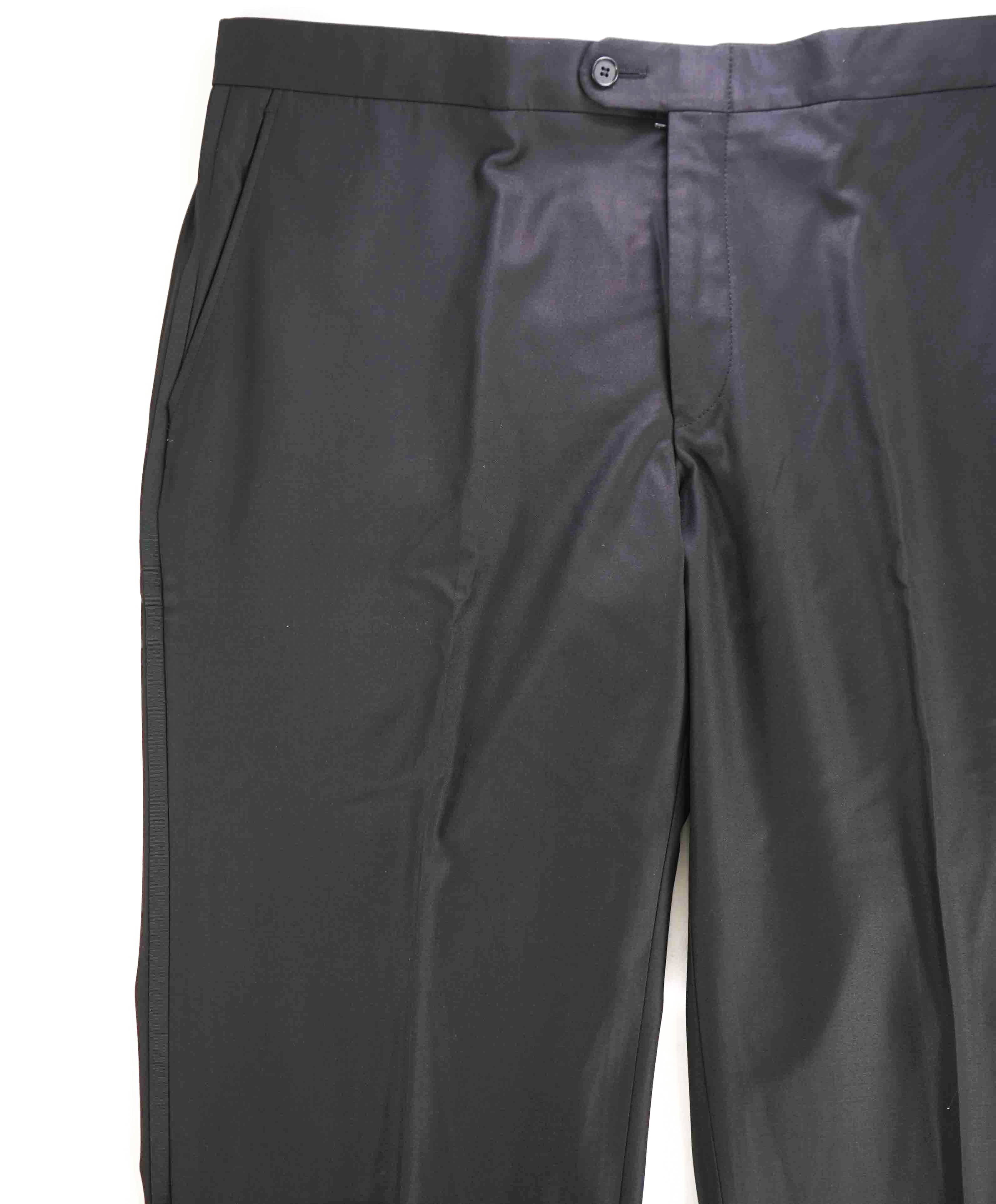 $425 HICKEY FREEMAN - *TUXEDO STRIPE* Wool Flat Front Dress Pants - 38W