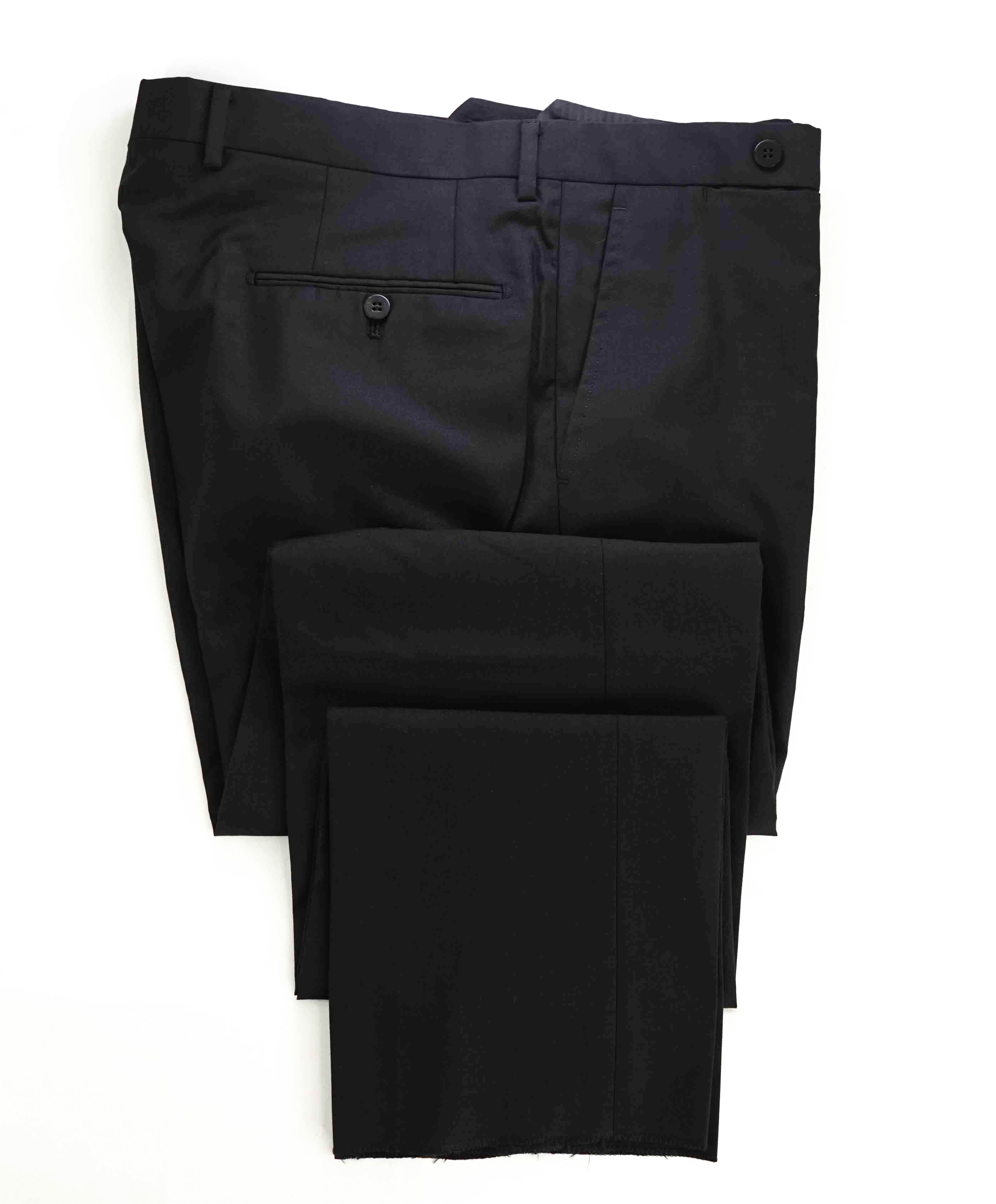 EIDOS - "ELONGATED WAIST TAB" Black Pure Wool Dress Pants - 35W