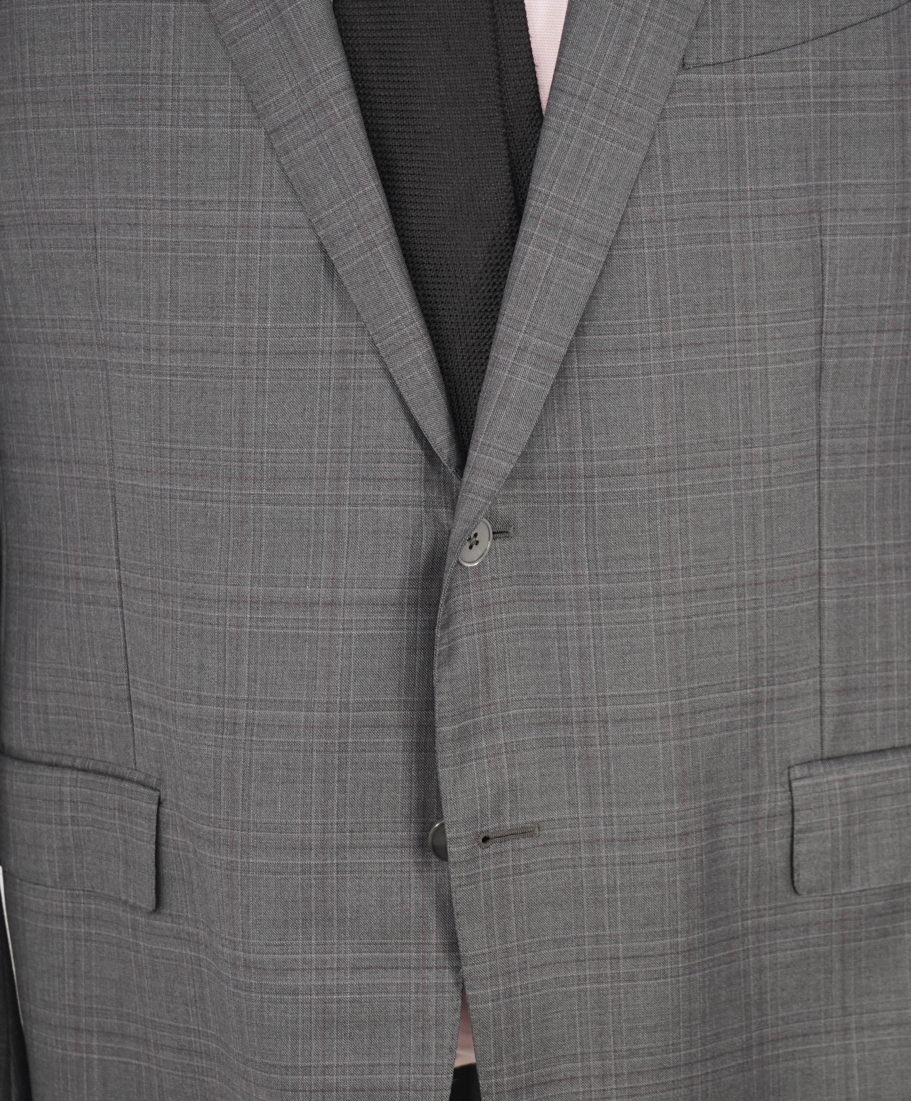 $3,290 ERMENEGILDO ZEGNA- “TORFEO” Gray / Pink Wool Check Blazer- 48R