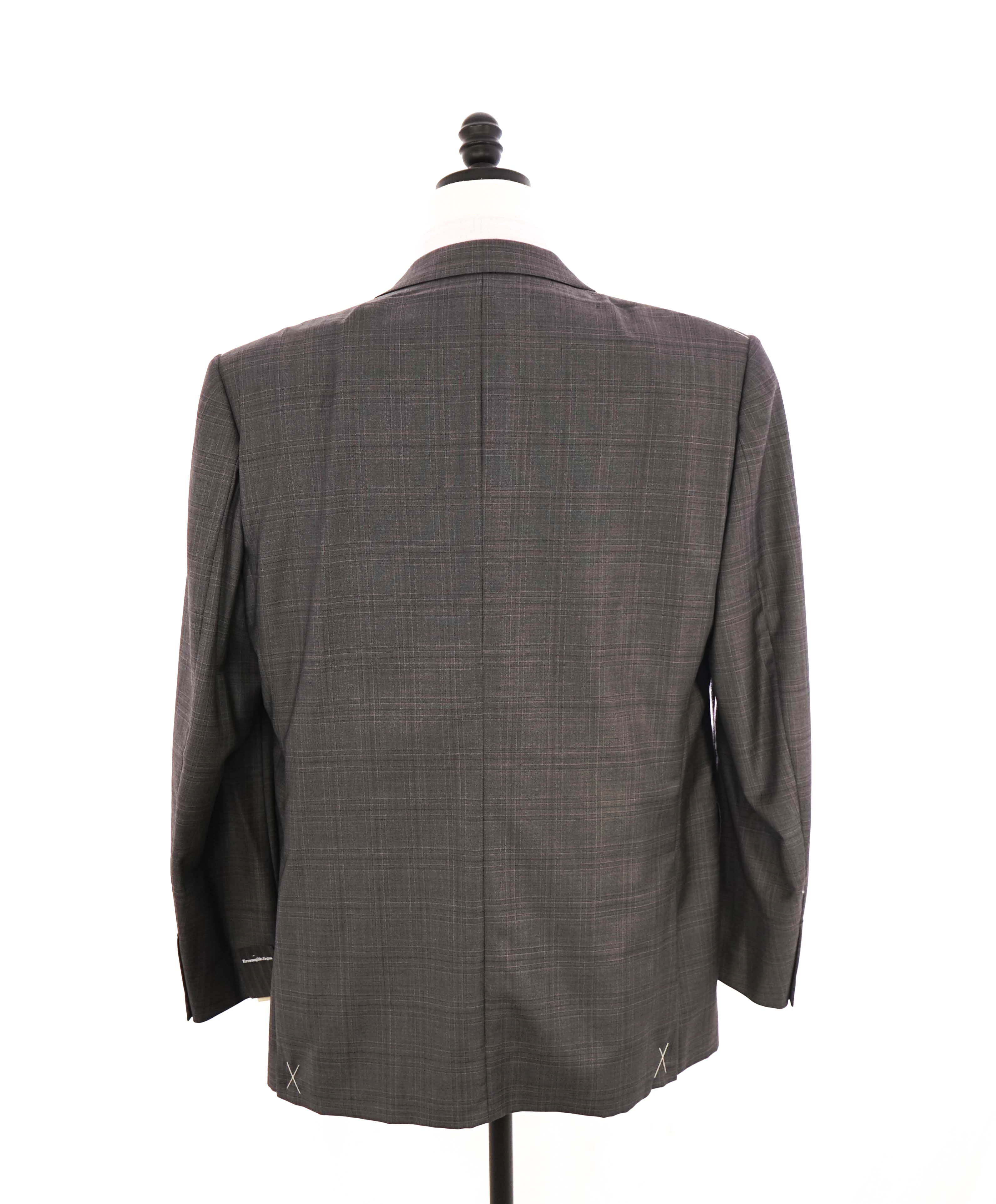 $3,290 ERMENEGILDO ZEGNA- “TORFEO” Gray / Pink Wool Check Blazer- 48R