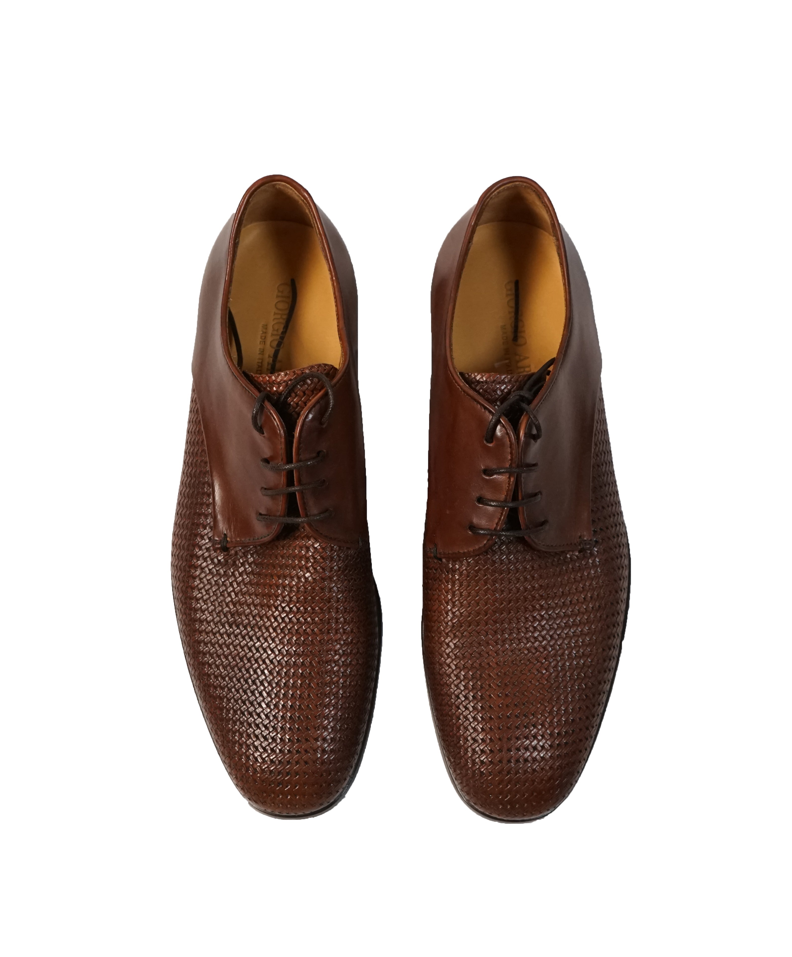 GIORGIO ARMANI - Basket Weave Brown Oxfords - 7