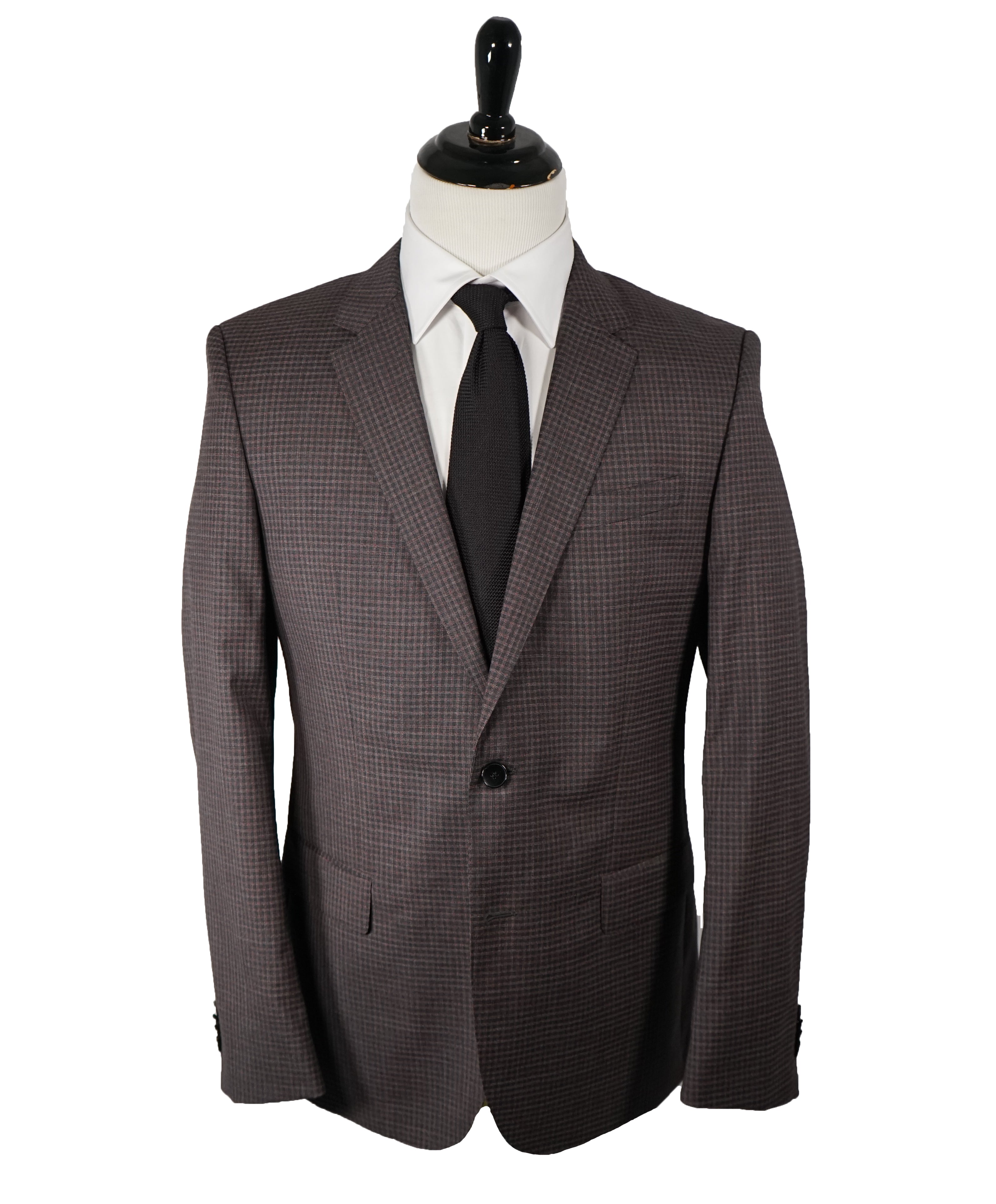 HUGO BOSS - Burgundy & Gray Unique Plaid Check Slim Suit - 40R