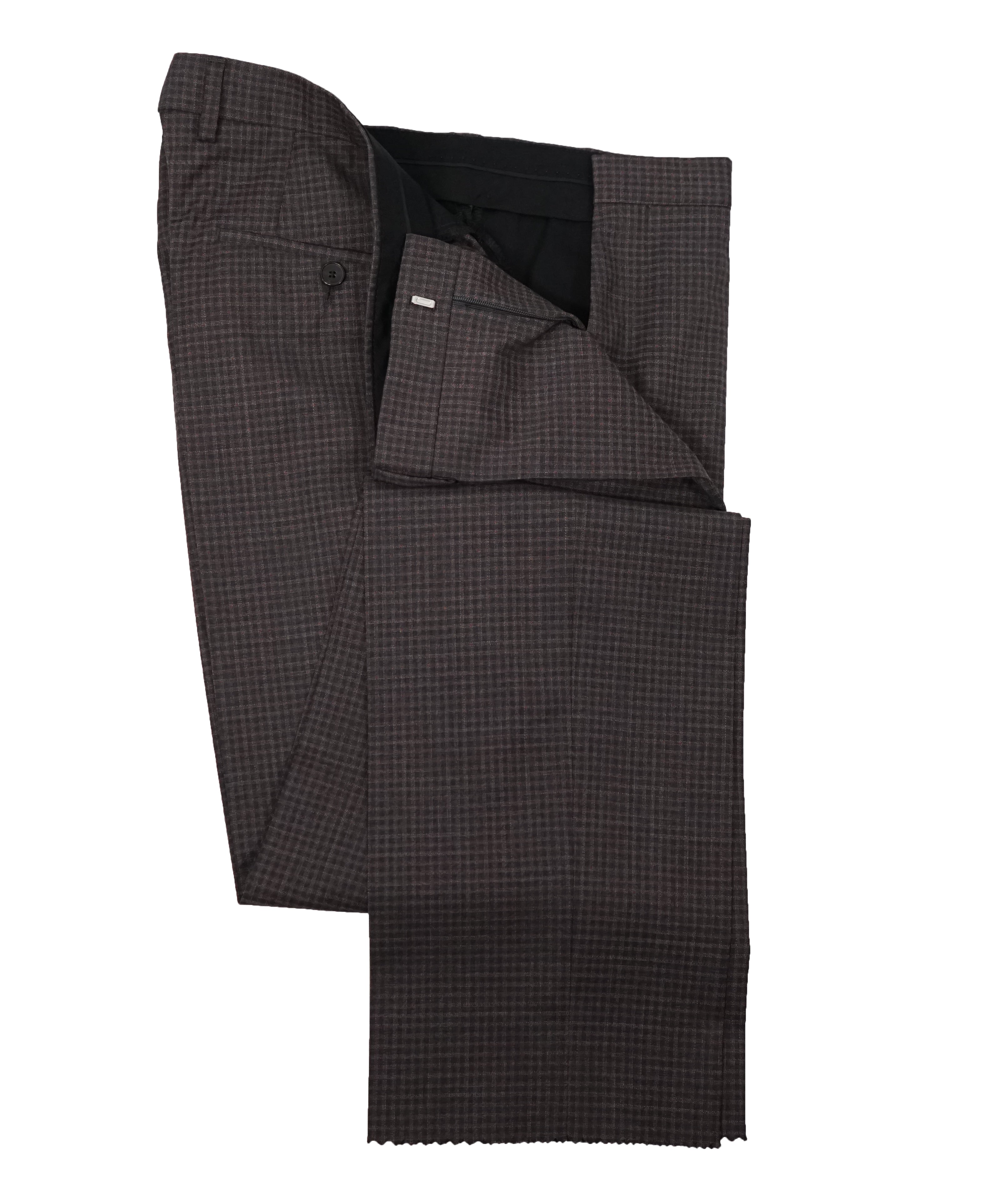 HUGO BOSS - Burgundy & Gray Unique Plaid Check Slim Suit - 40R