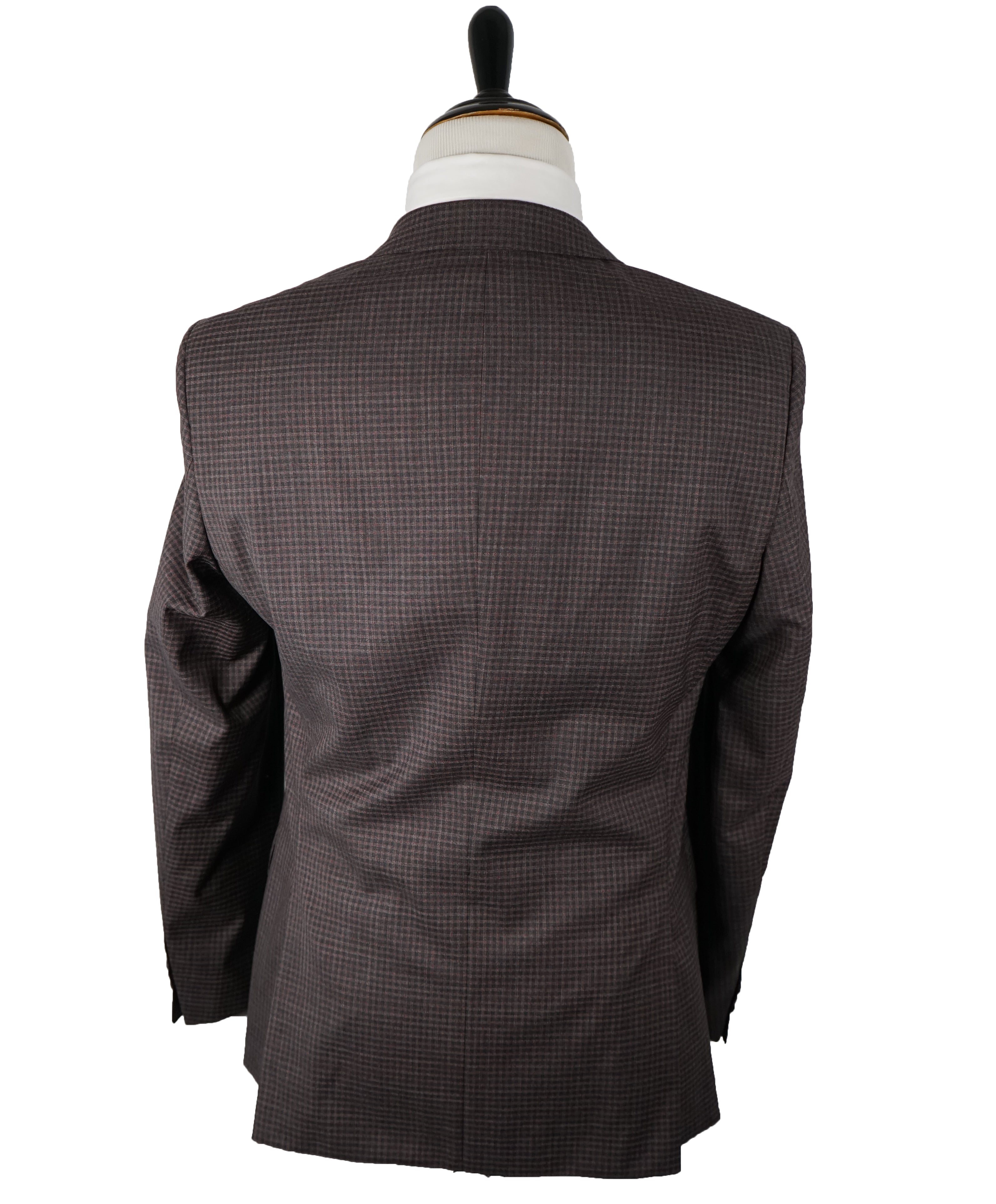HUGO BOSS - Burgundy & Gray Unique Plaid Check Slim Suit - 40R