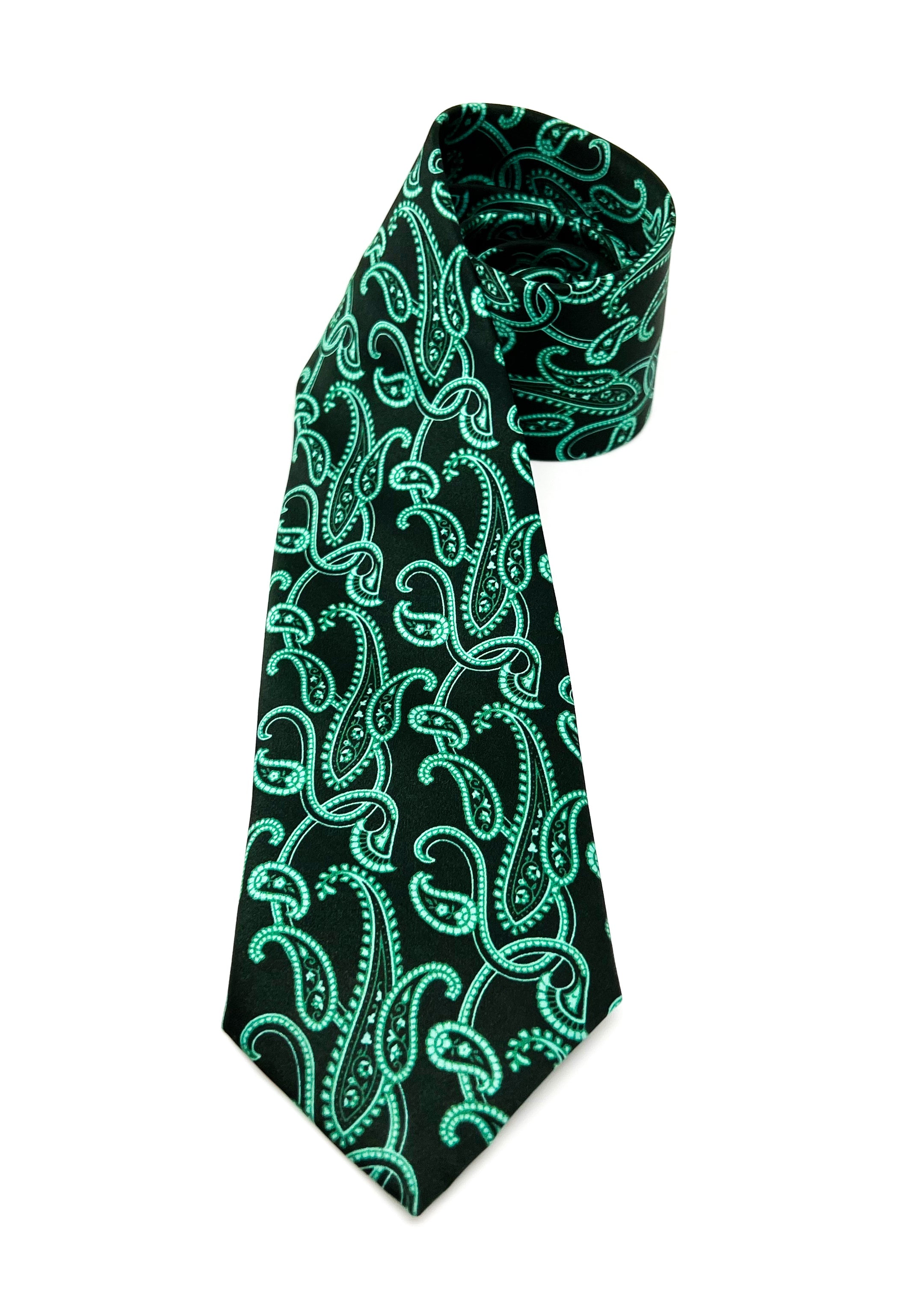 $240 BRIONI - Bold Green Large Paisley Silk 3" - Tie