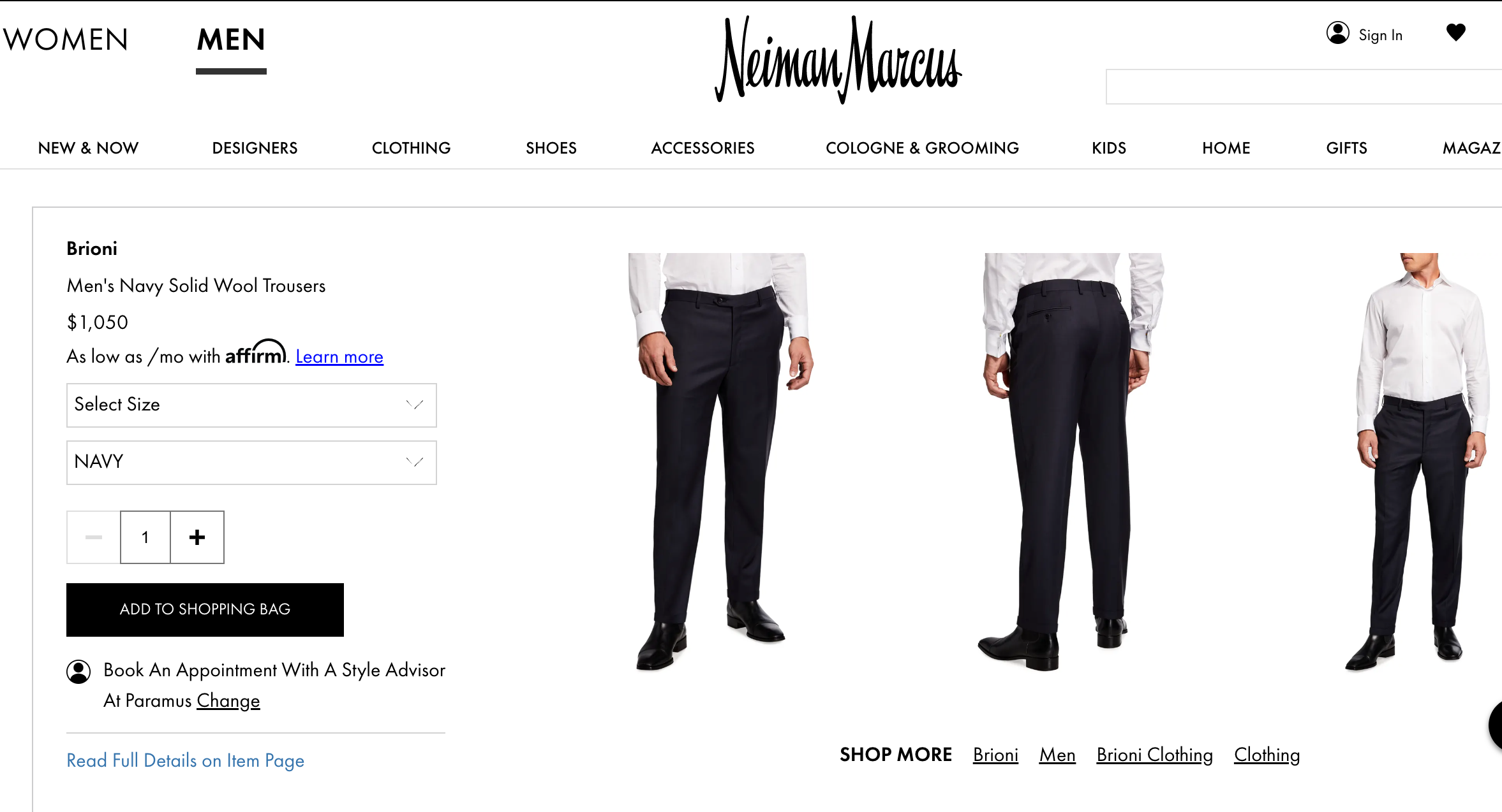 BRIONI - Super 150's SILK LINED "PHI" Navy Blue Dress Pants - 42W