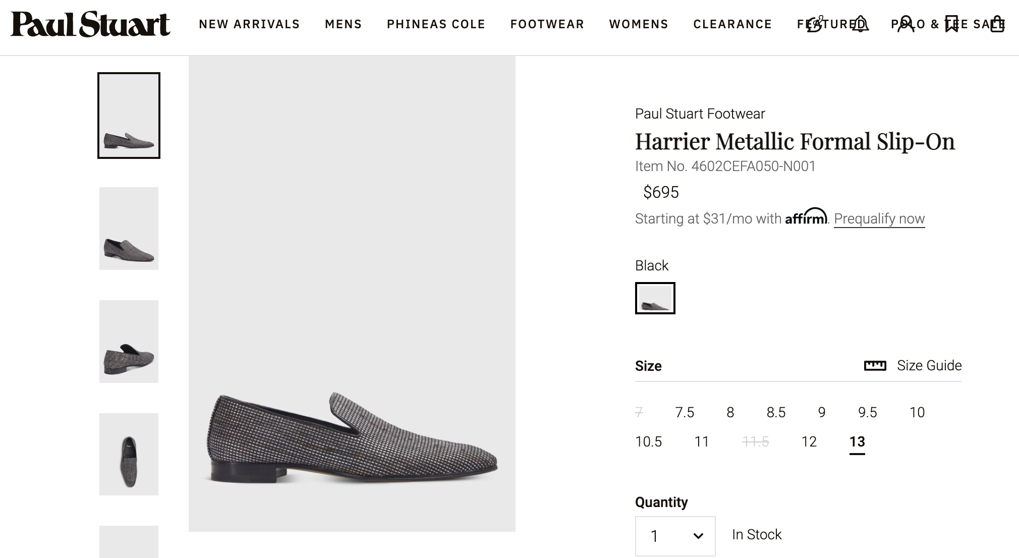$700 PAUL STUART - *HARRIER* Metallic Formal Slip-On Loafer- 7 Stamped On Shoe
