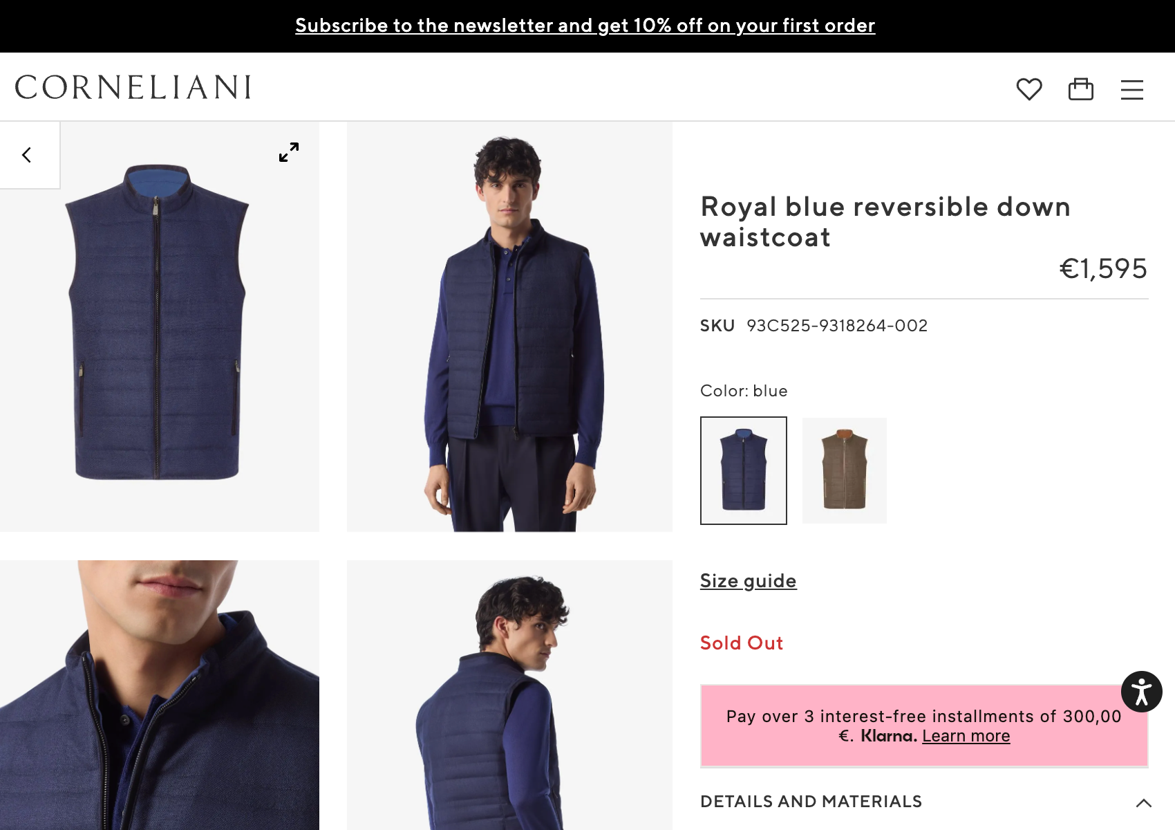 $1,595 CORNELIANI - Quilted Brown SUEDE & Blue Wool Reversible Vest - 40R