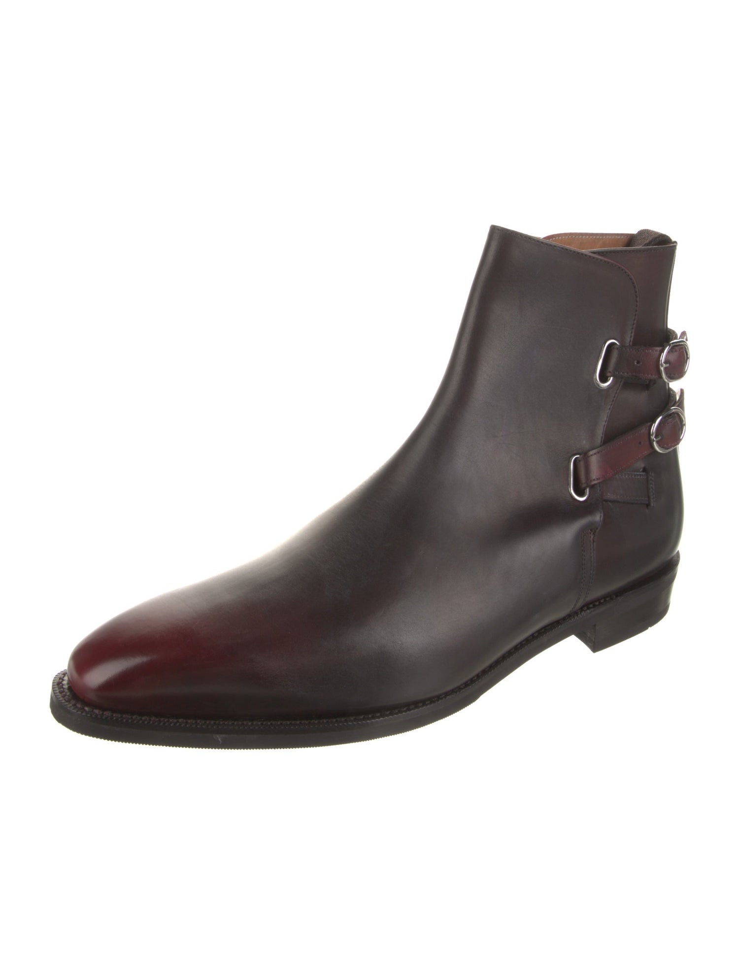 $575 J FITZPATRICK - "Genesee" Burgundy/Gray Side Strap - 11 US 10 UK