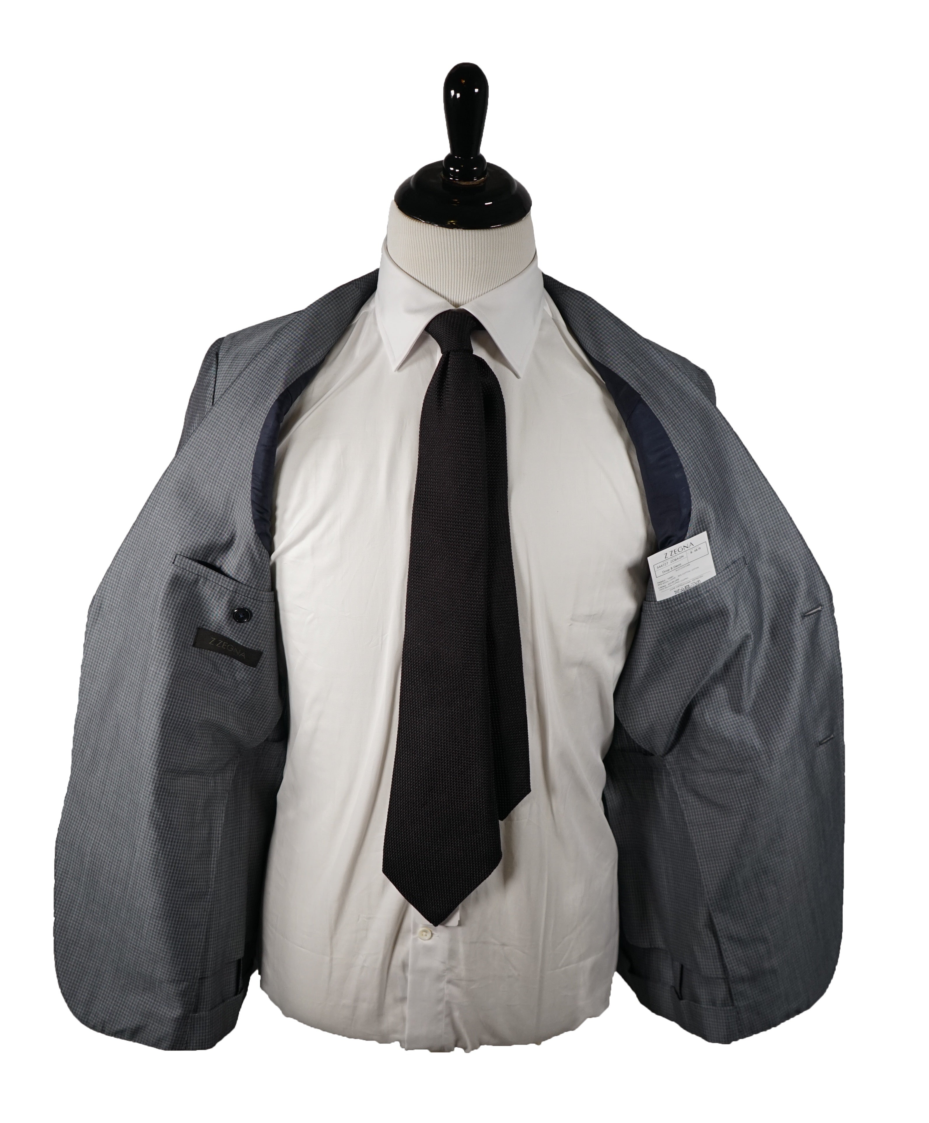 Z ZEGNA - Sharkskin Plaid Wool/Cotton Partially Lined Suit - 38R DAMAGED