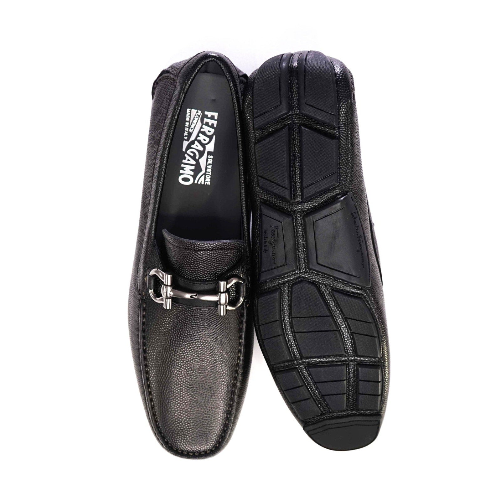 $800 Salvatore Ferragamo "PARIGI" Black Pebbled Leather Loafer 9 D (42 EU)