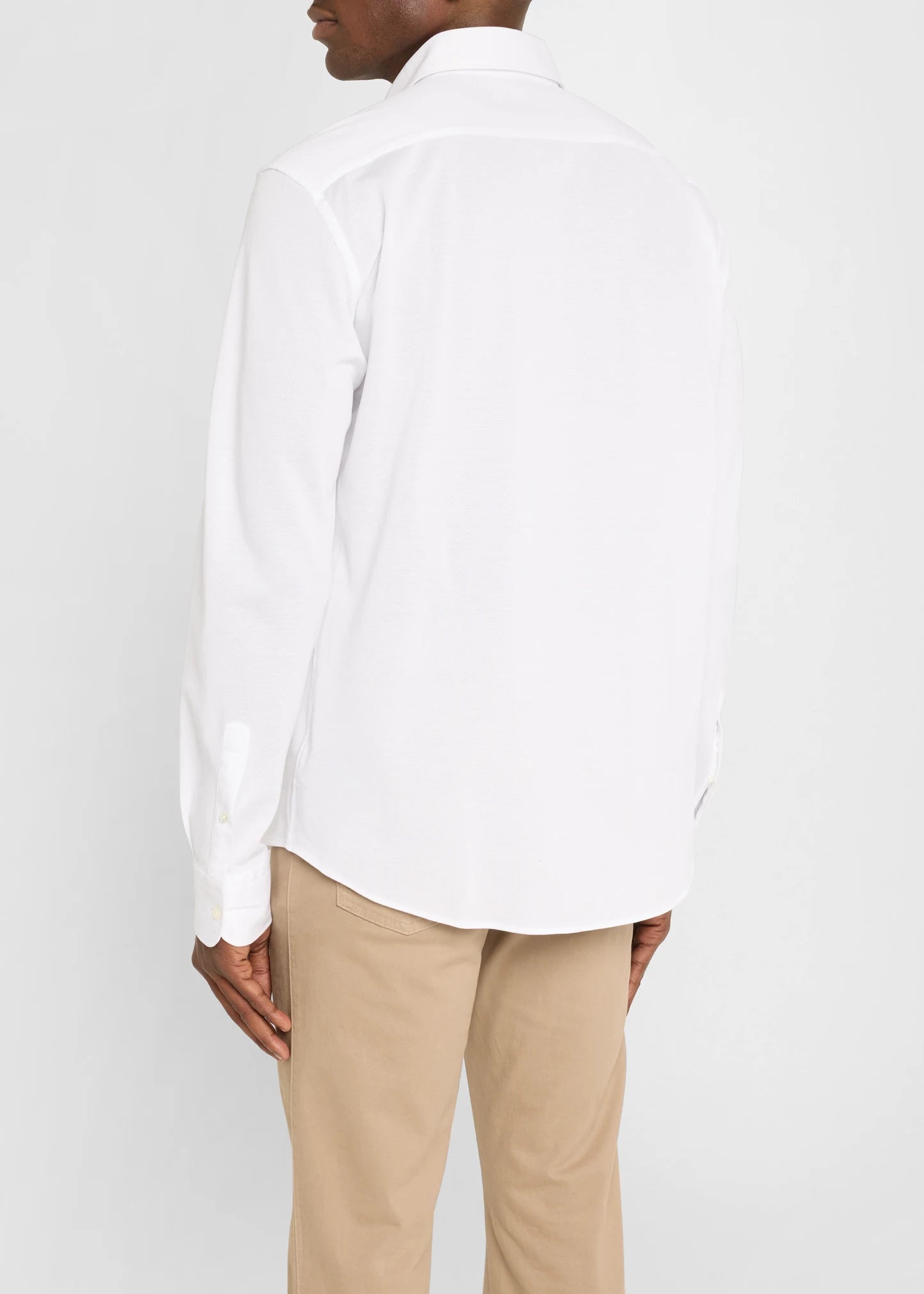 $690 ZEGNA - White Men's Pique Jersey Sport Shirt Button Down Shirt - XL