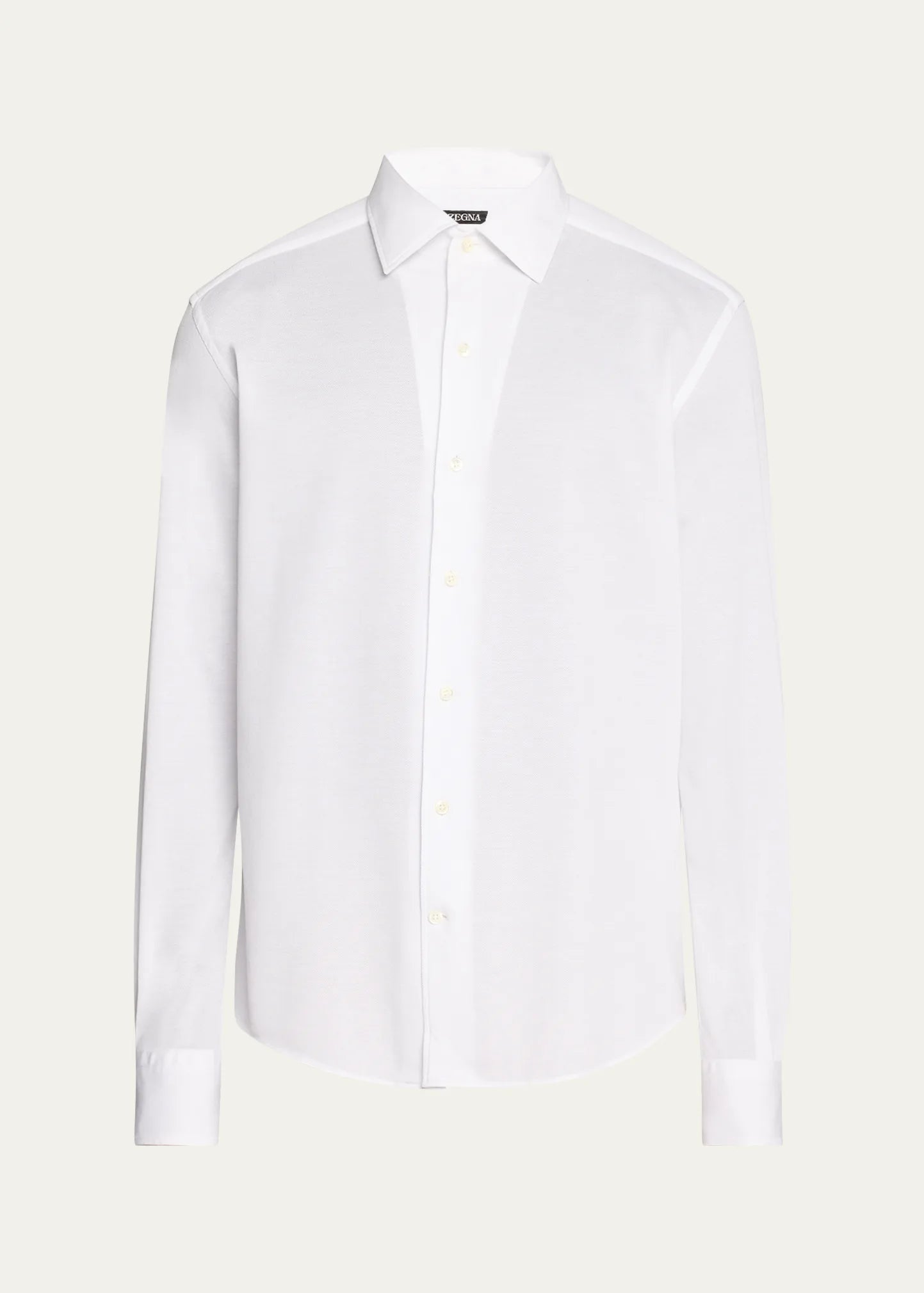 $690 ZEGNA - White Men's Pique Jersey Sport Shirt Button Down Shirt - XL