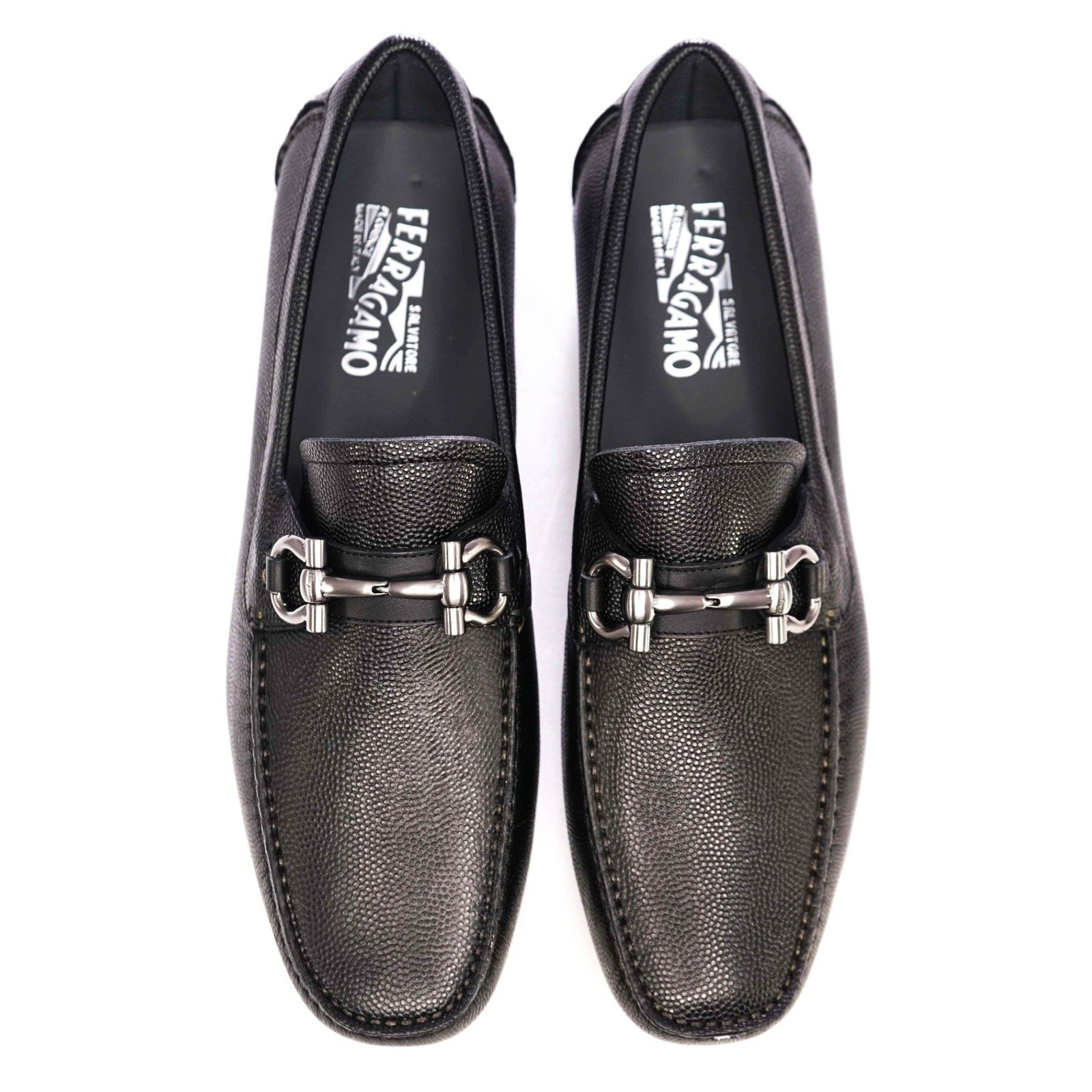 $800 Salvatore Ferragamo "PARIGI" Black Pebbled Leather Loafer 9 D (42 EU)