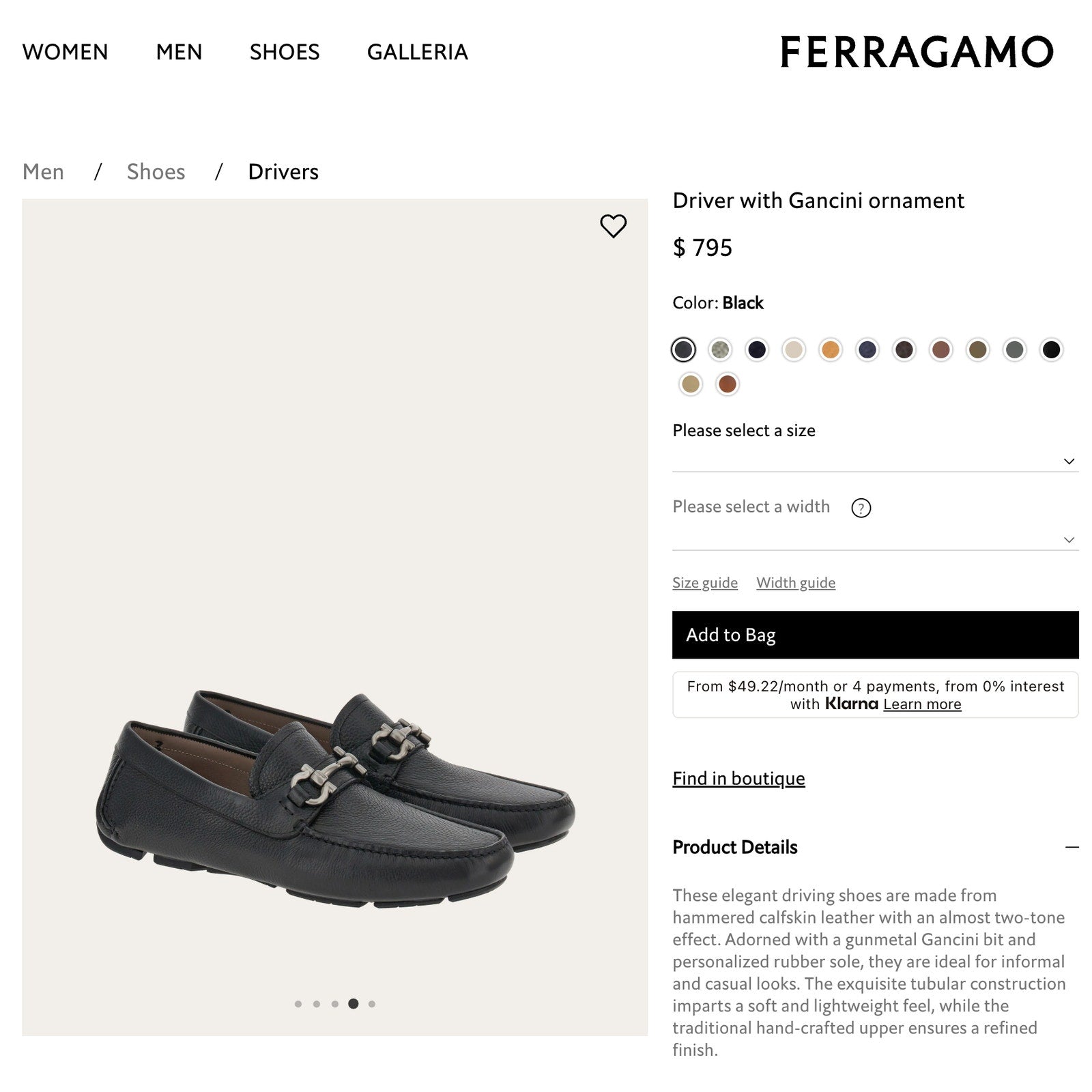 $800 Salvatore Ferragamo "PARIGI" Black Pebbled Leather Loafer 9 D (42 EU)