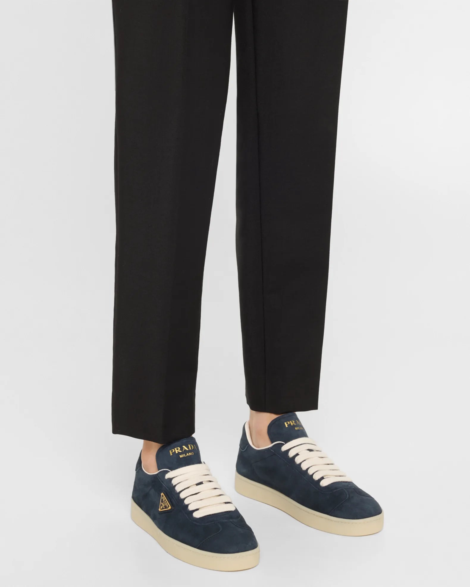 $950 PRADA - *LANE* DEERSKIN Astral Blue Suede Sneakers W