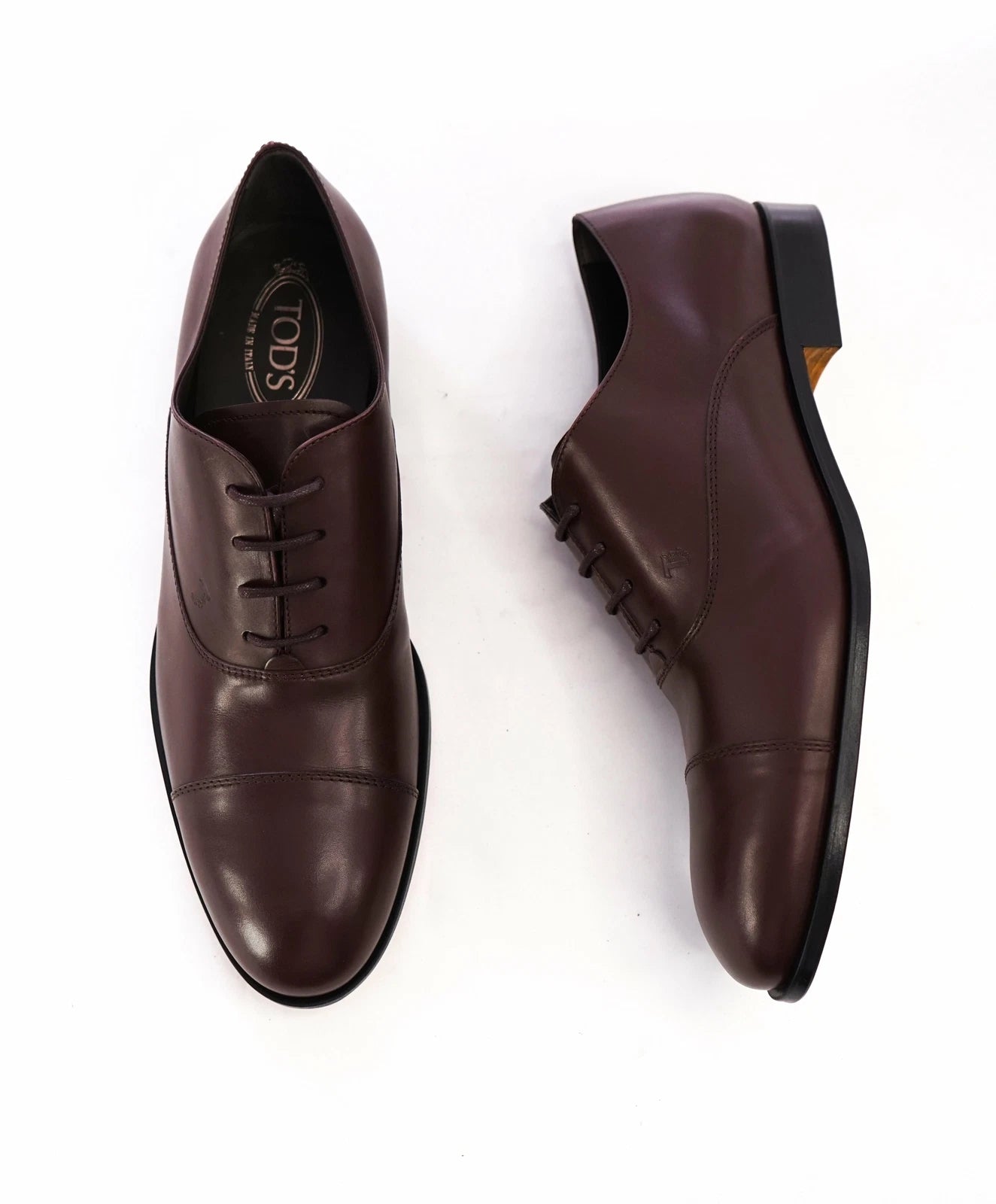 $575 TOD’S - Burgundy Oxblood Leather Oxfords “LOGO” Leather Sole- 11US (10 Tods)