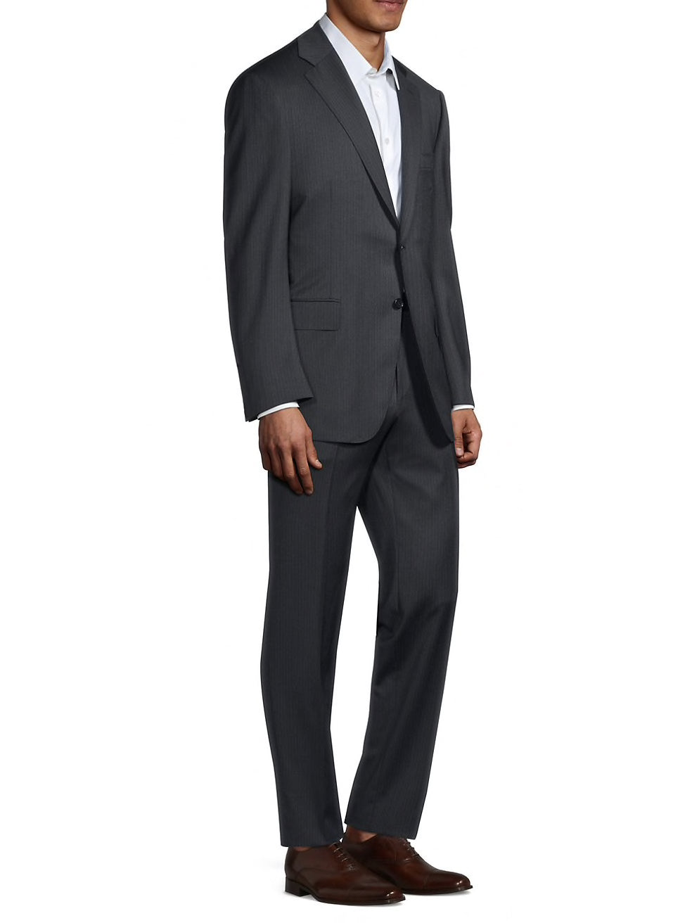 *CANALI EXCLUSIVE* - PREMIUM Collection Super 150's Narrow Stripe Gray Suit - 50R