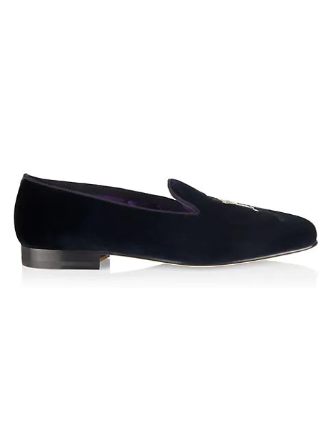 $800 RALPH LAUREN PURPLE LABEL - POLO "ALONZO" BEAR Navy Blue Loafers - 10.5