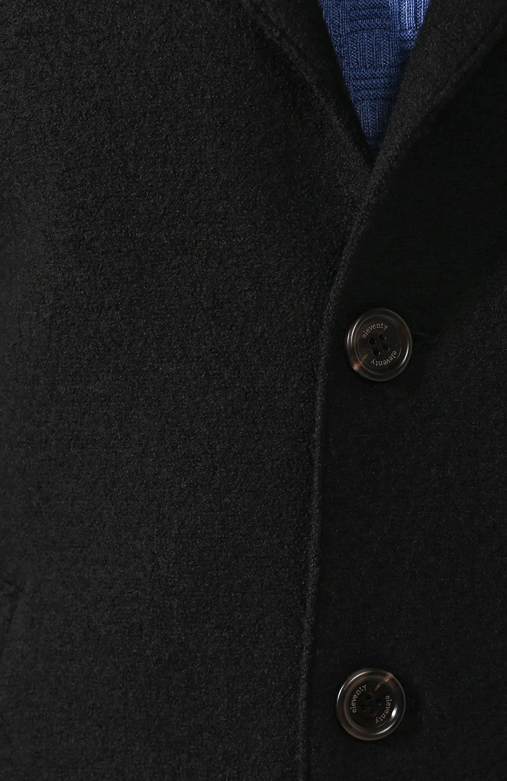 $1,395 ELEVENTY - Black Essential Pure Wool Top Coat - 42 US (52EU)