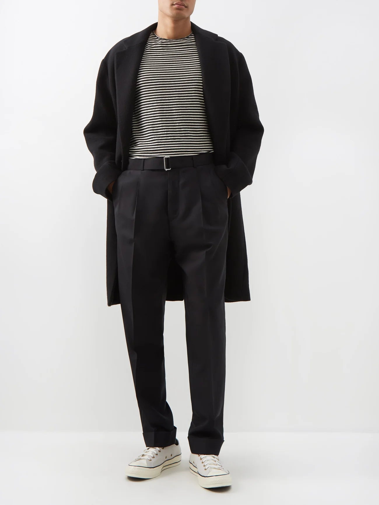 $435 OFFICINE GENERALE - Luigi Pleated Wool Dress Pants - 32W