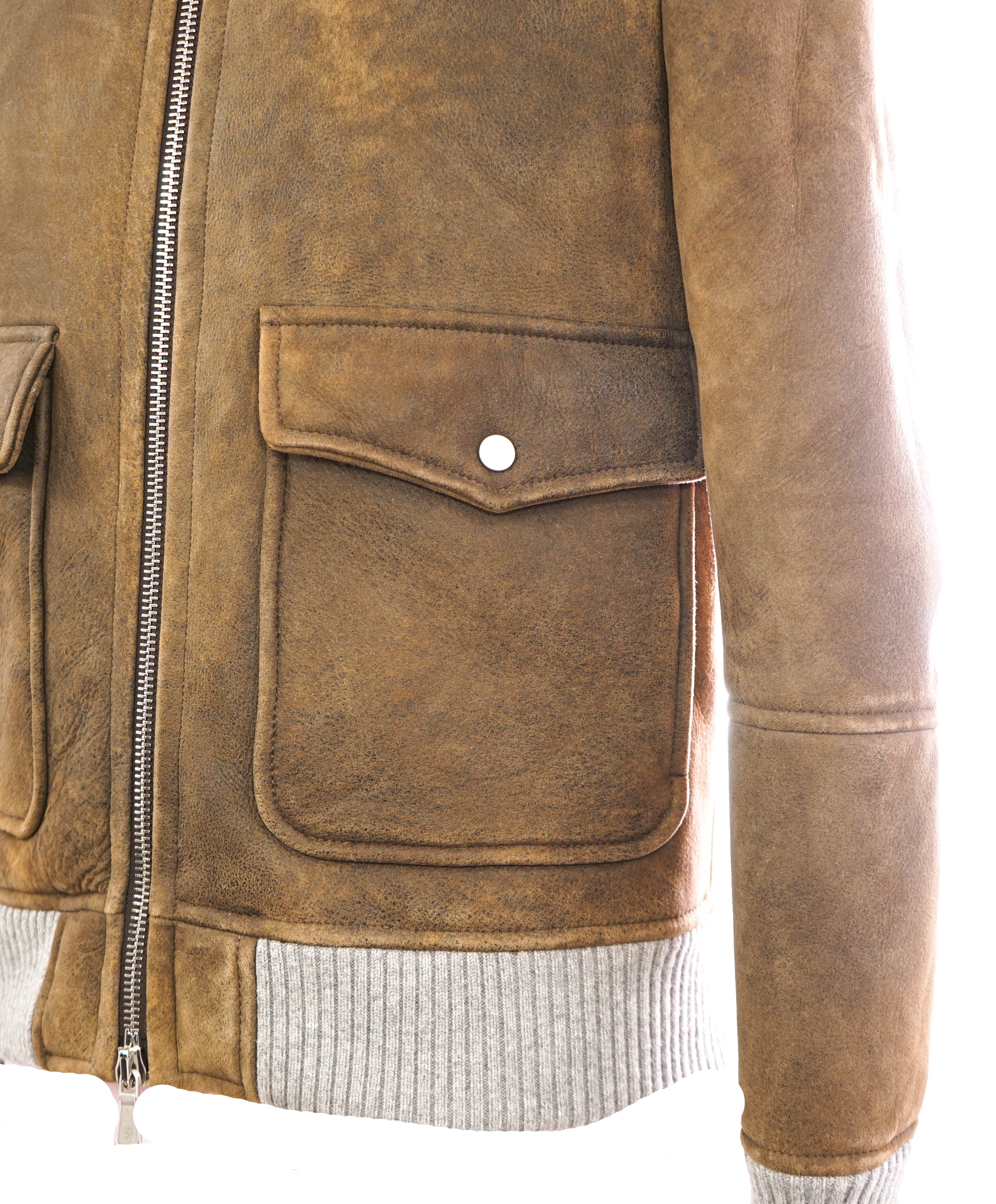 ELEVENTY - SUEDE/ LEATHER/ SHEARLING Aviator/Bomber Jacket (Brunello Cucinelli)- 40US M