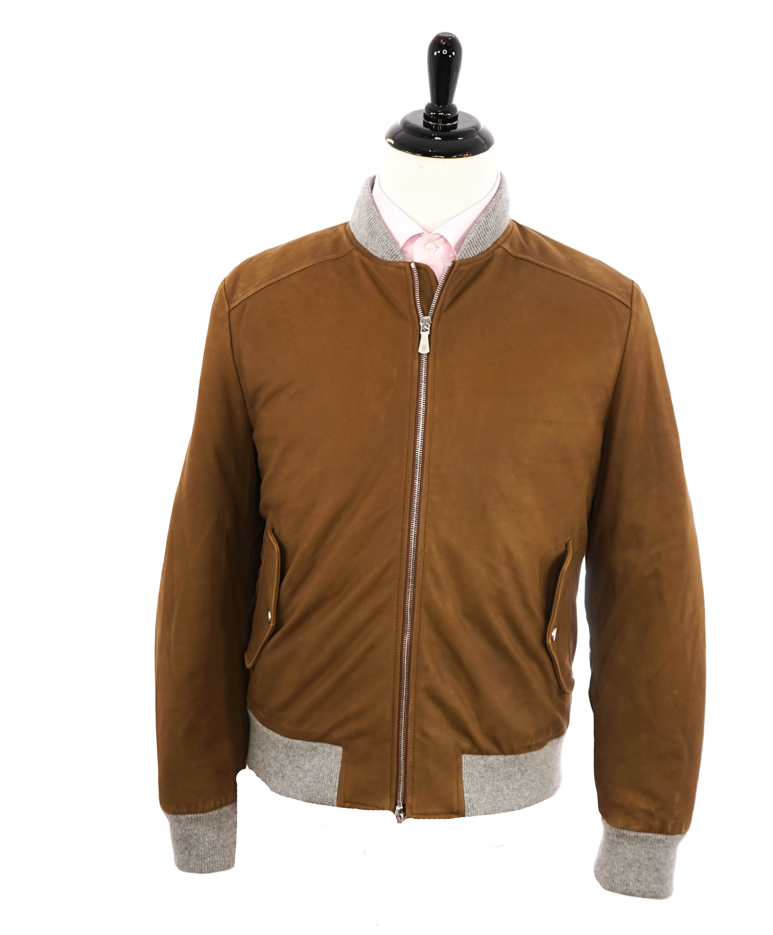$3,350 ELEVENTY - LEATHER INSULATED Aviator/Bomber Jacket (Brunello Cucinelli)- 46US