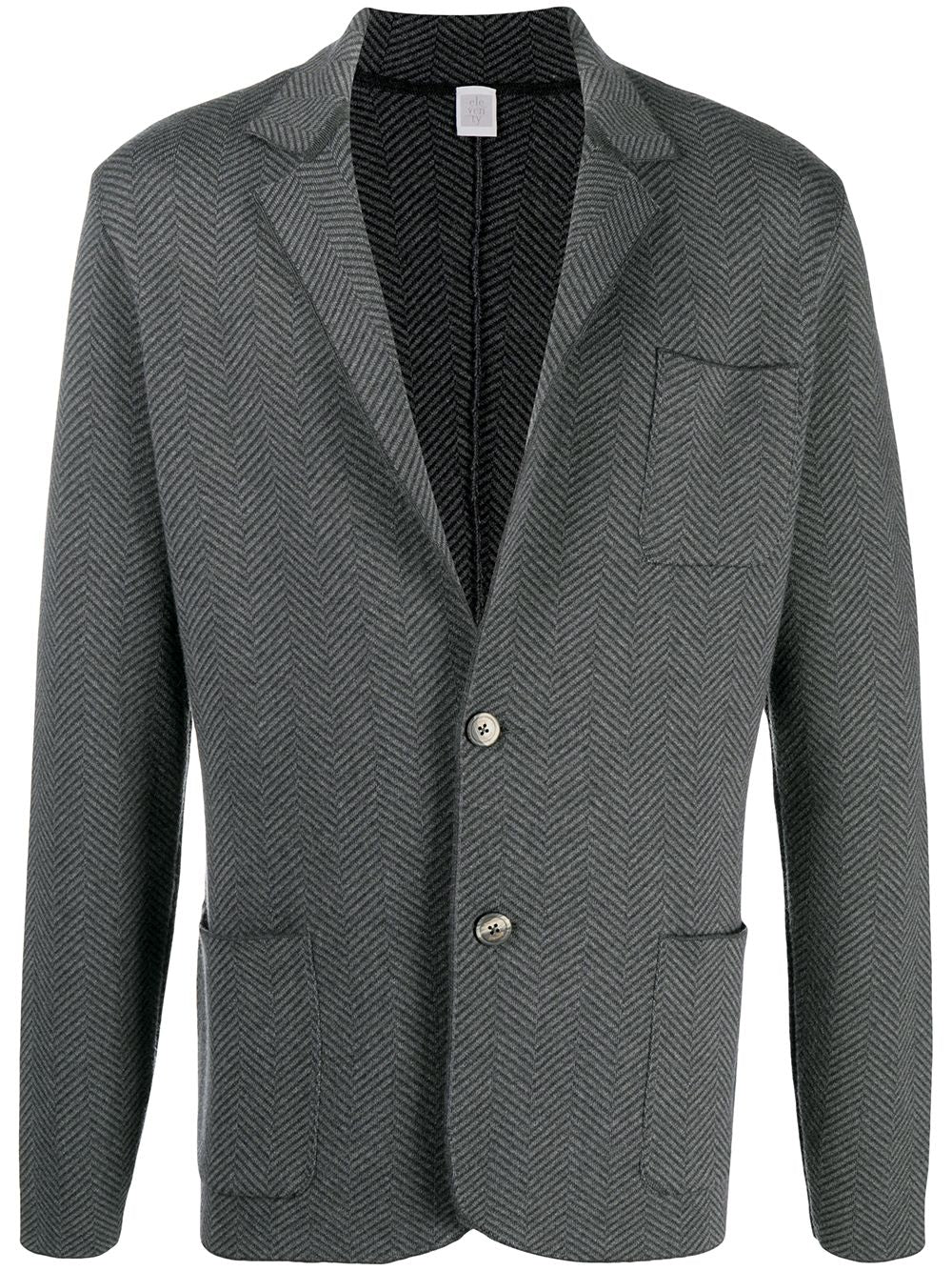 ELEVENTY - WOOL Herringbone Knit Sweater Style Blazer MOP Buttons - XL (42US)