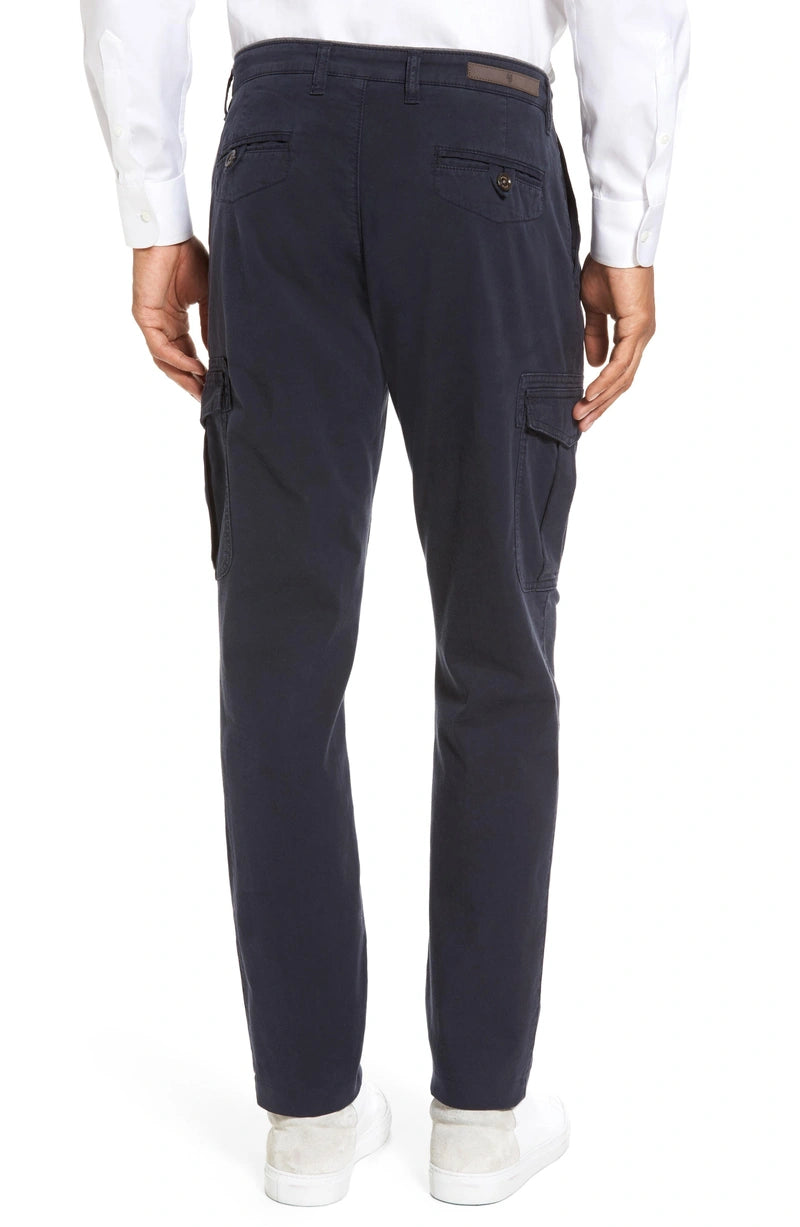 ELEVENTY - Contrast Piping Navy Blue Cotton Cargo Chino Pants - 32W