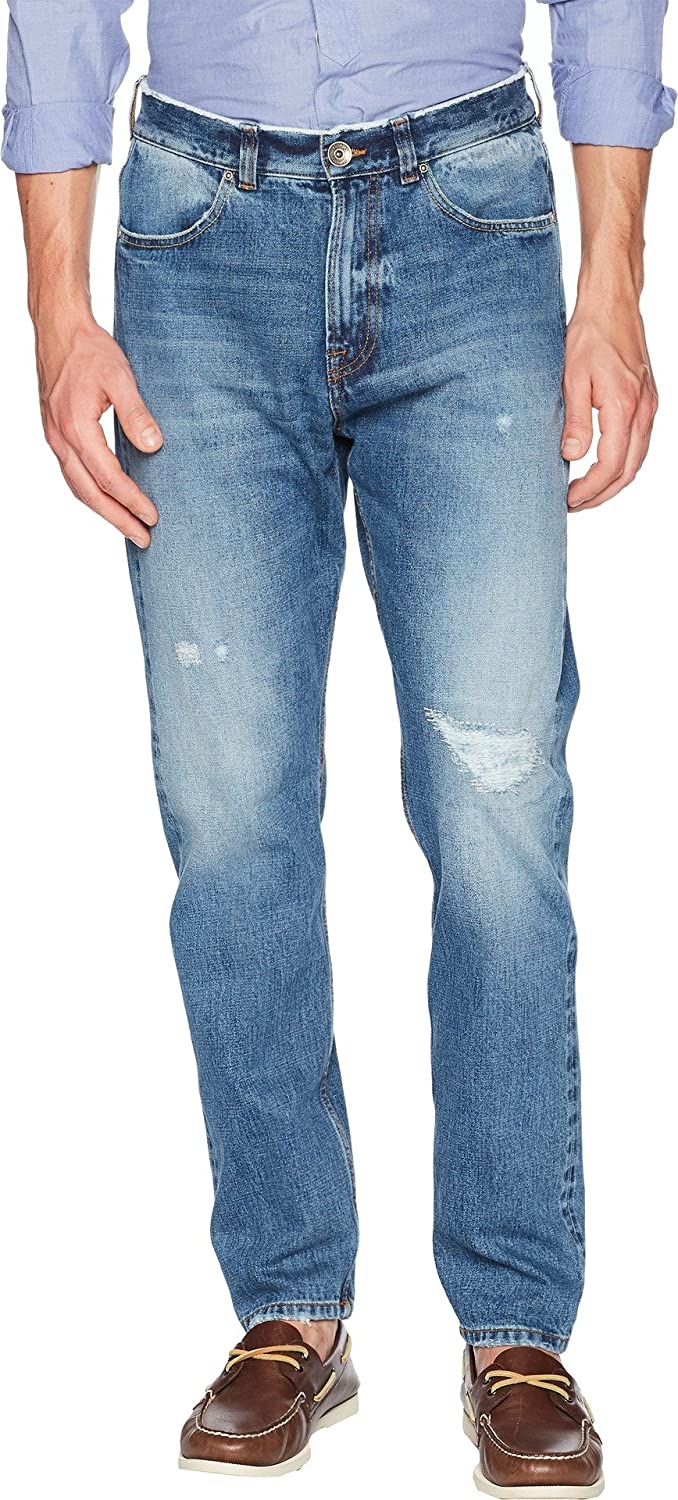 ELEVENTY - "Baggy" Premium Blue Jeans W Logo Details & Weathered Details - 34W