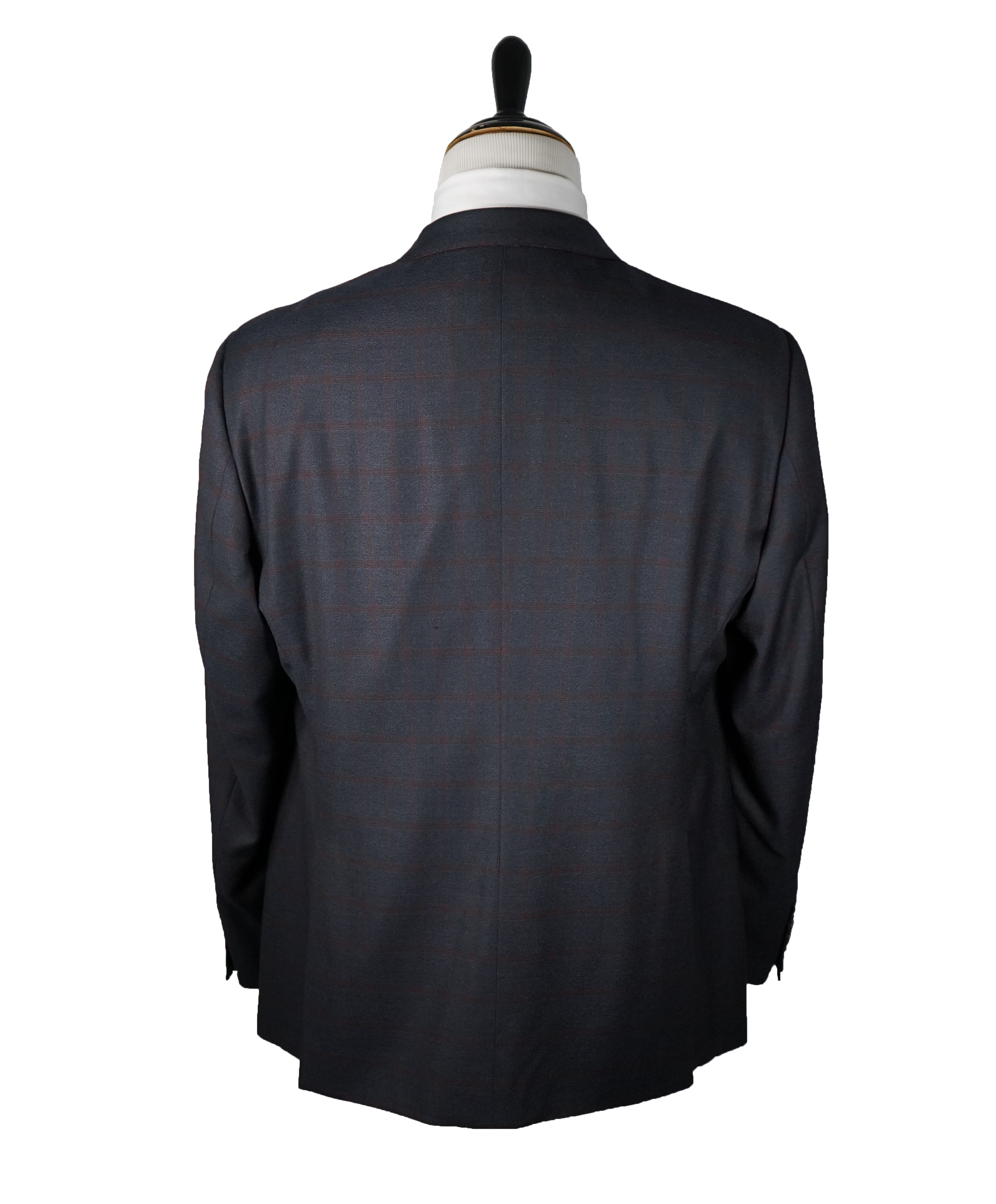 ARMANI COLLEZIONI - G Line Steel Gray / Red & Burgundy Plaid Suit - 48R