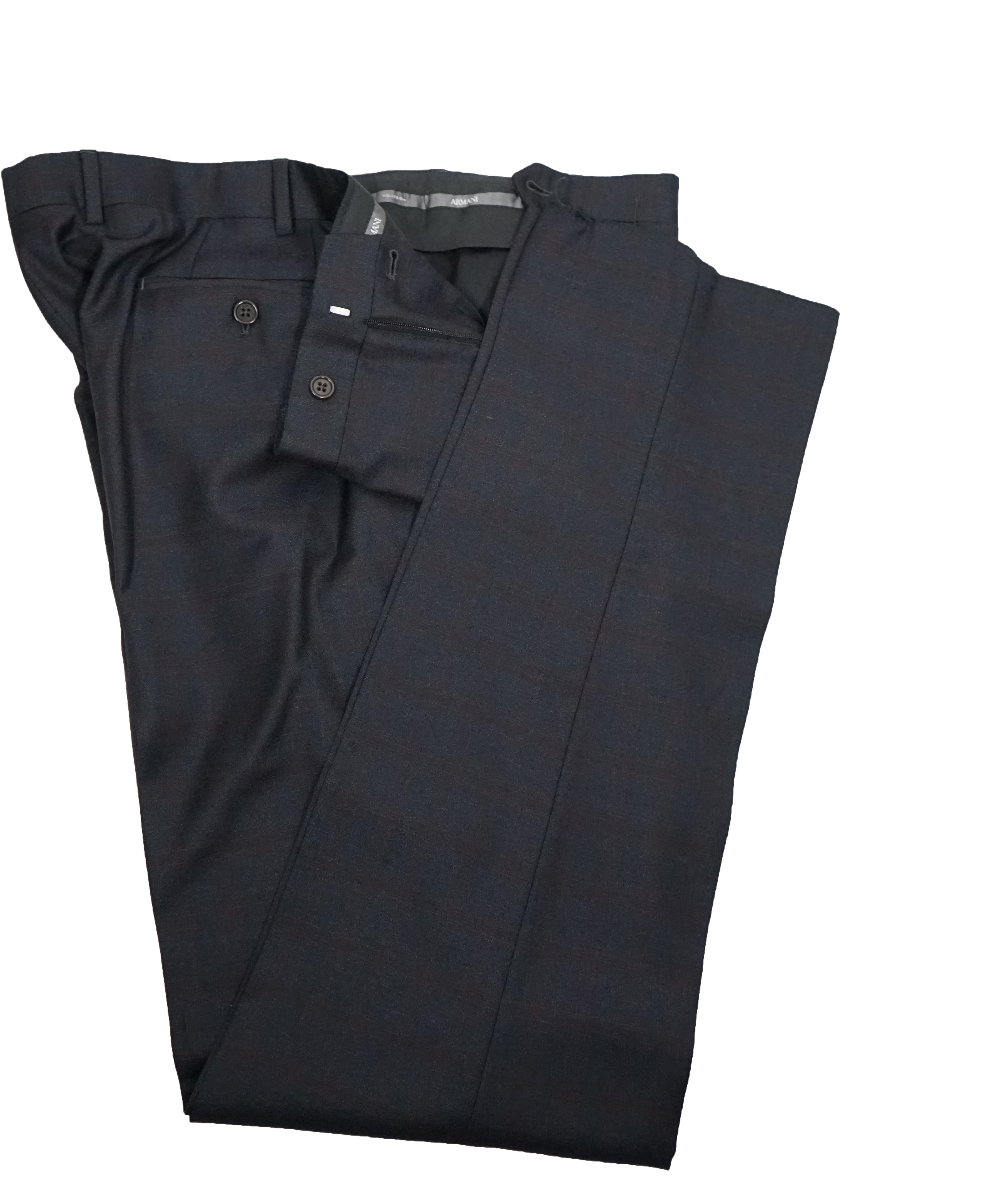 ARMANI COLLEZIONI - G Line Steel Gray / Red & Burgundy Plaid Suit - 48R
