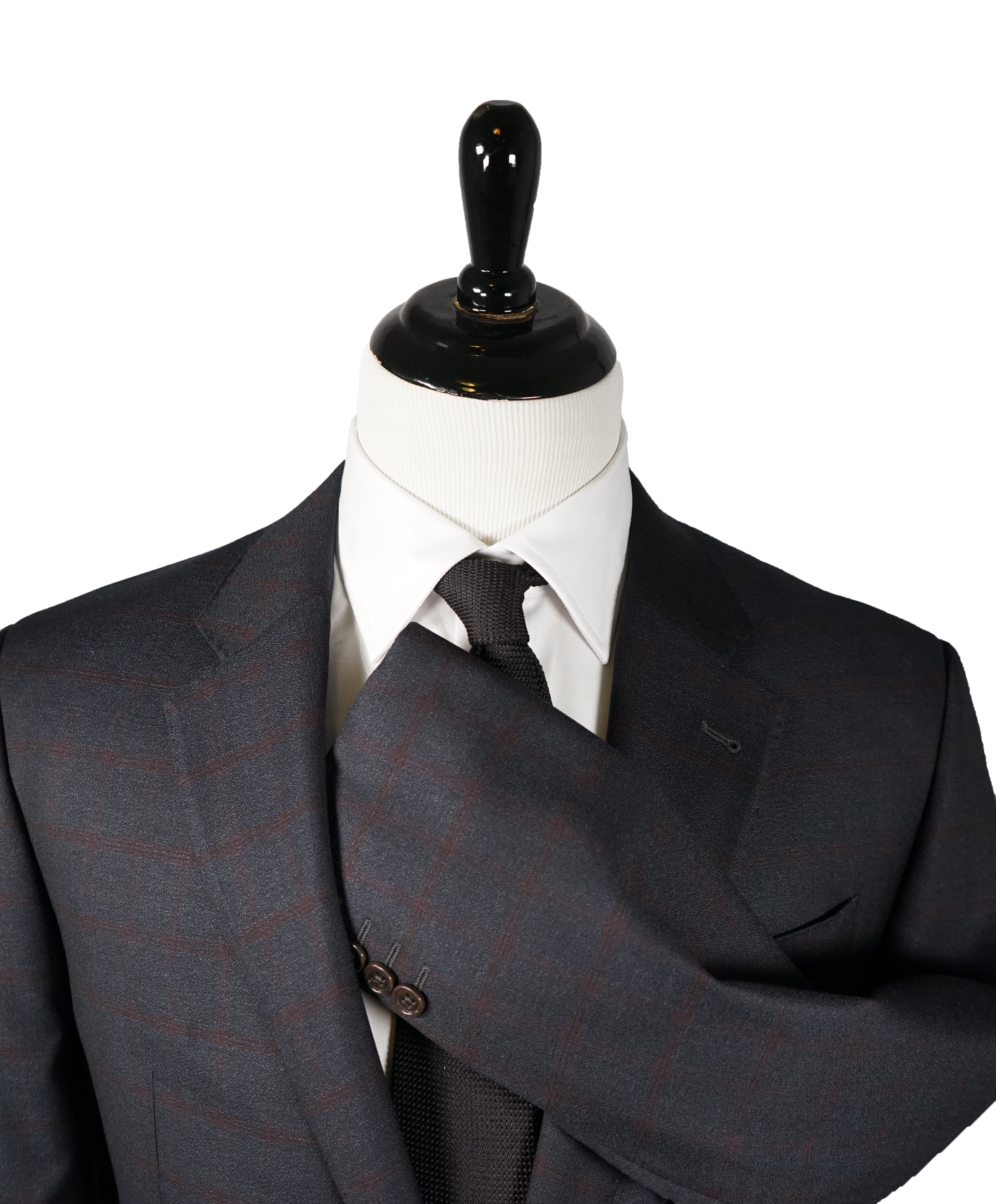 ARMANI COLLEZIONI - G Line Steel Gray / Red & Burgundy Plaid Suit - 48R
