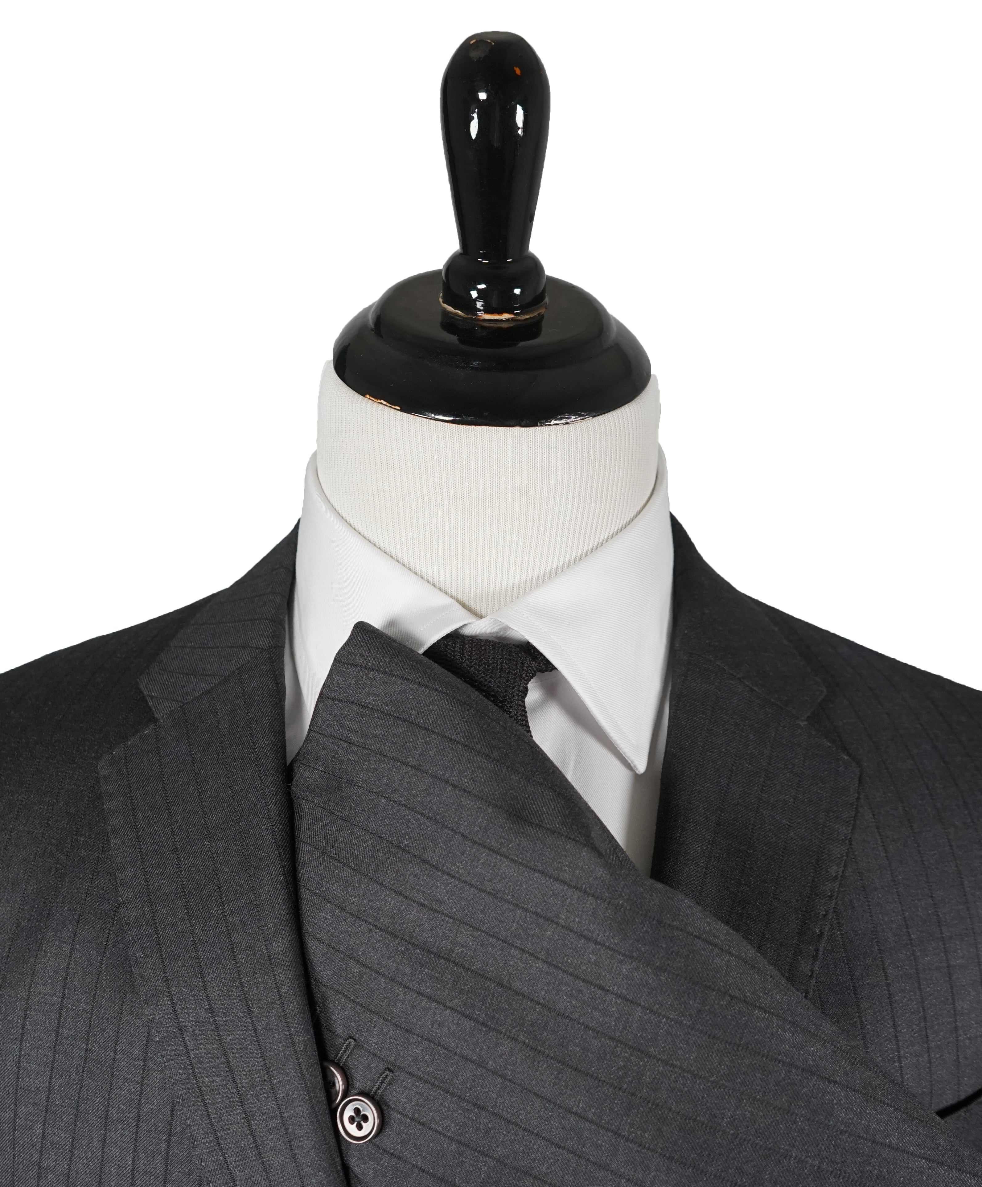 ARMANI COLLEZIONI -Gray & Charcoal Stripe Slim “M Line” Wool Suit - 48R