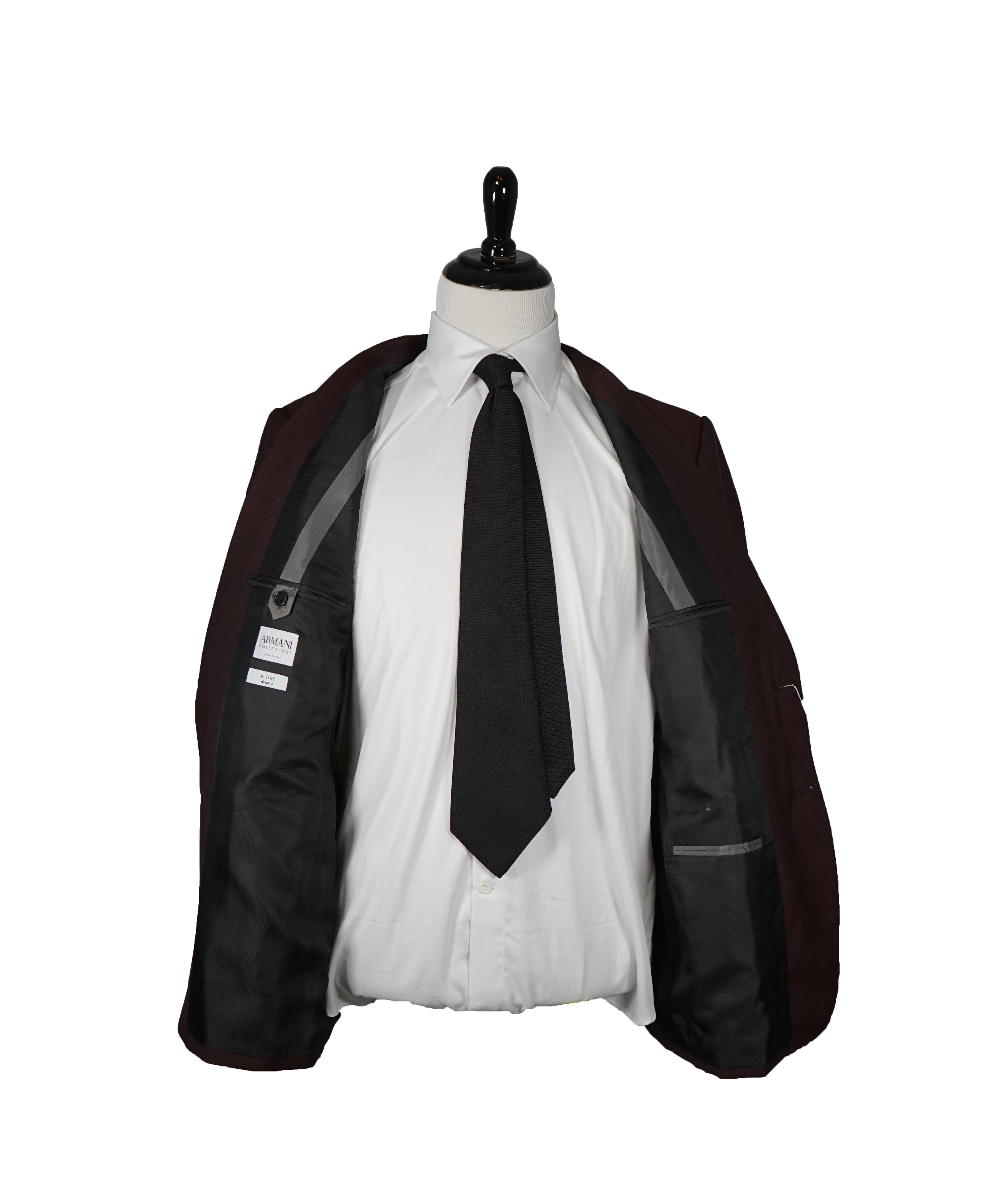 ARMANI COLLEZIONI - M Line Burgundy Birdseye Suit - 48R