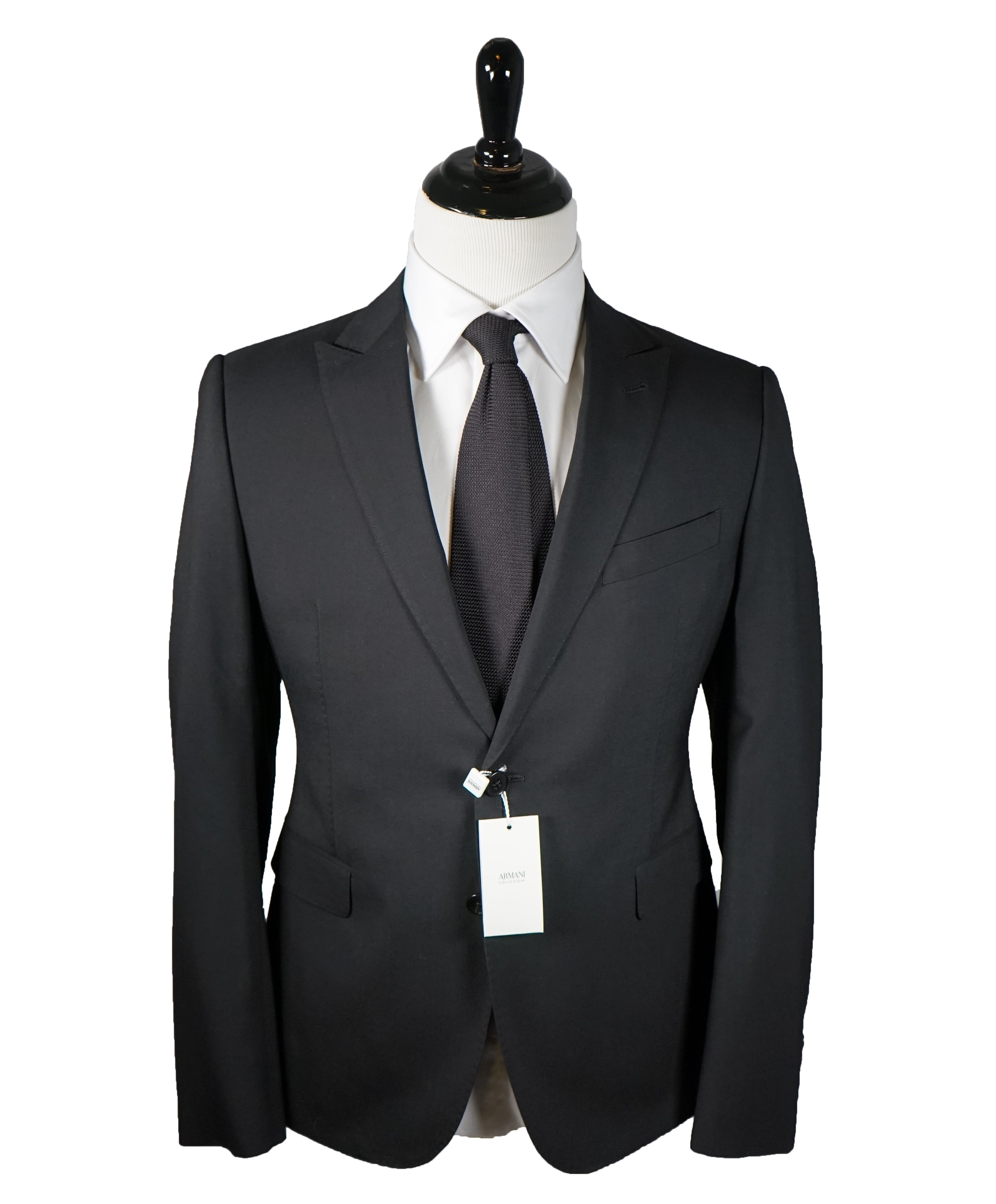 ARMANI COLLEZIONI - M Line Slim Drop 8 Black Peak Lapel Suit - 42R