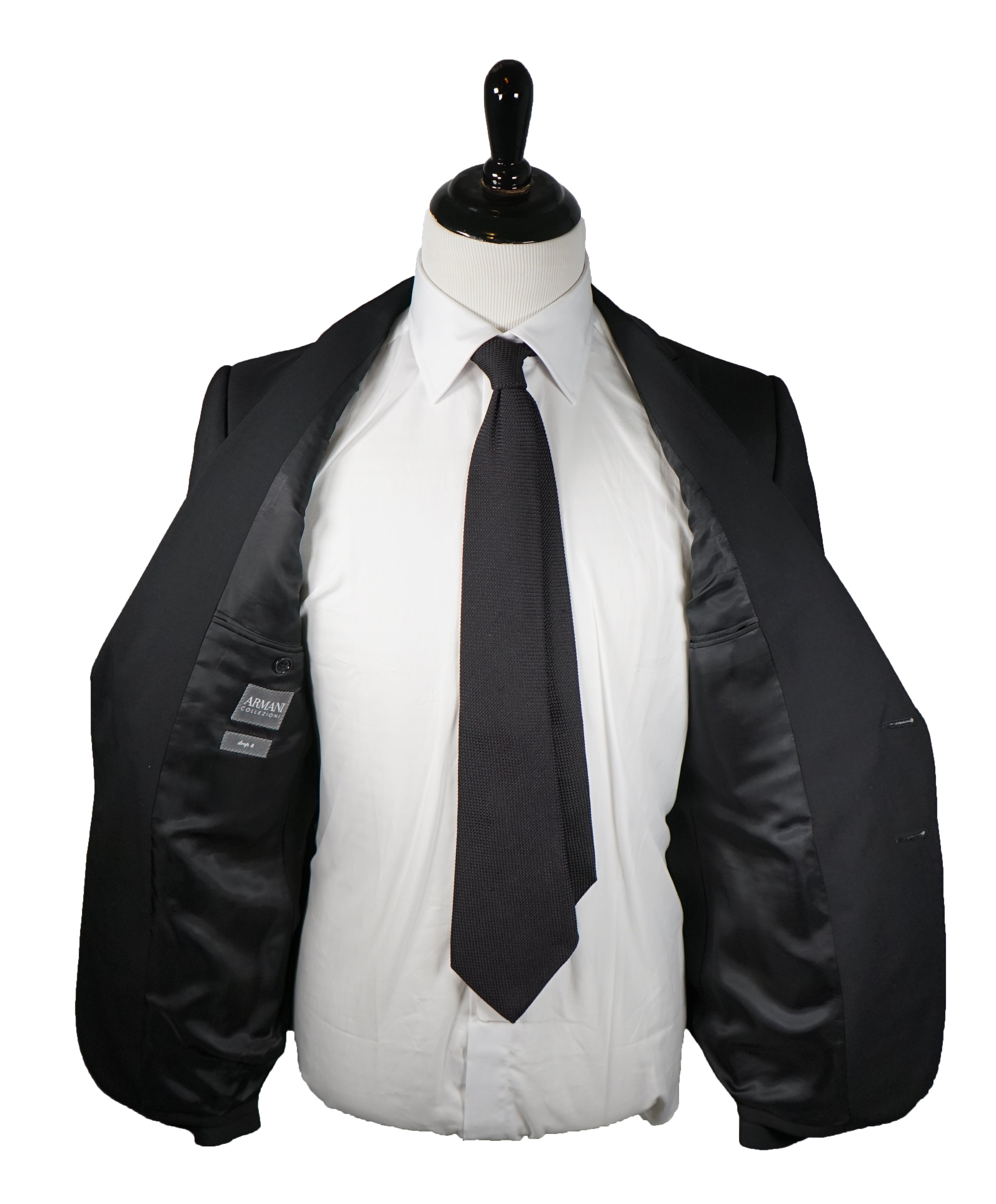 ARMANI COLLEZIONI - M Line Slim Drop 8 Black Peak Lapel Suit - 42R